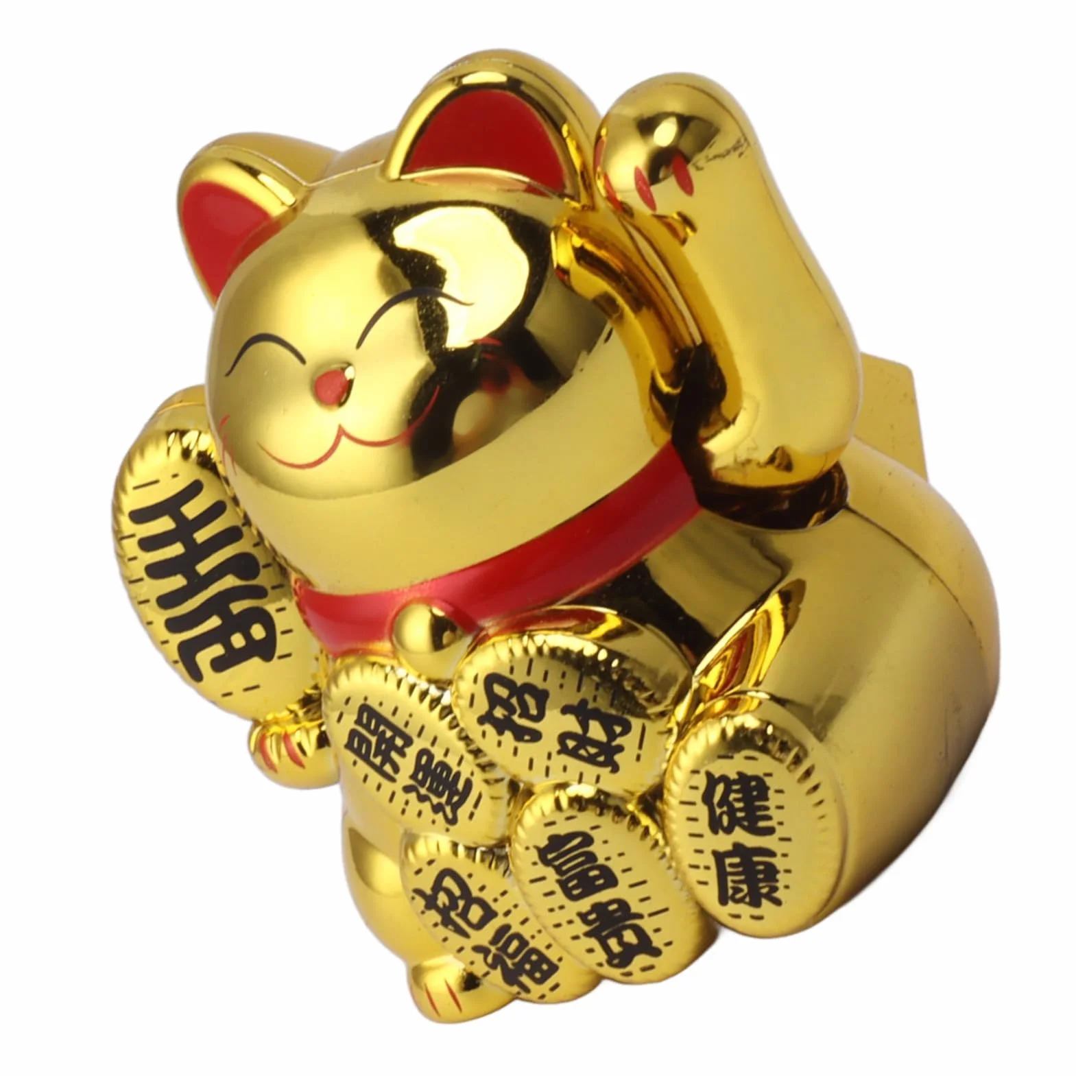 Solar Powered Lucky Cat 2 Inch Mini Cute Solar Waving Cat Lucky Wealth Welcoming Cat for Home Car Decoration Solar Powered Lucky Cat (Złoto)