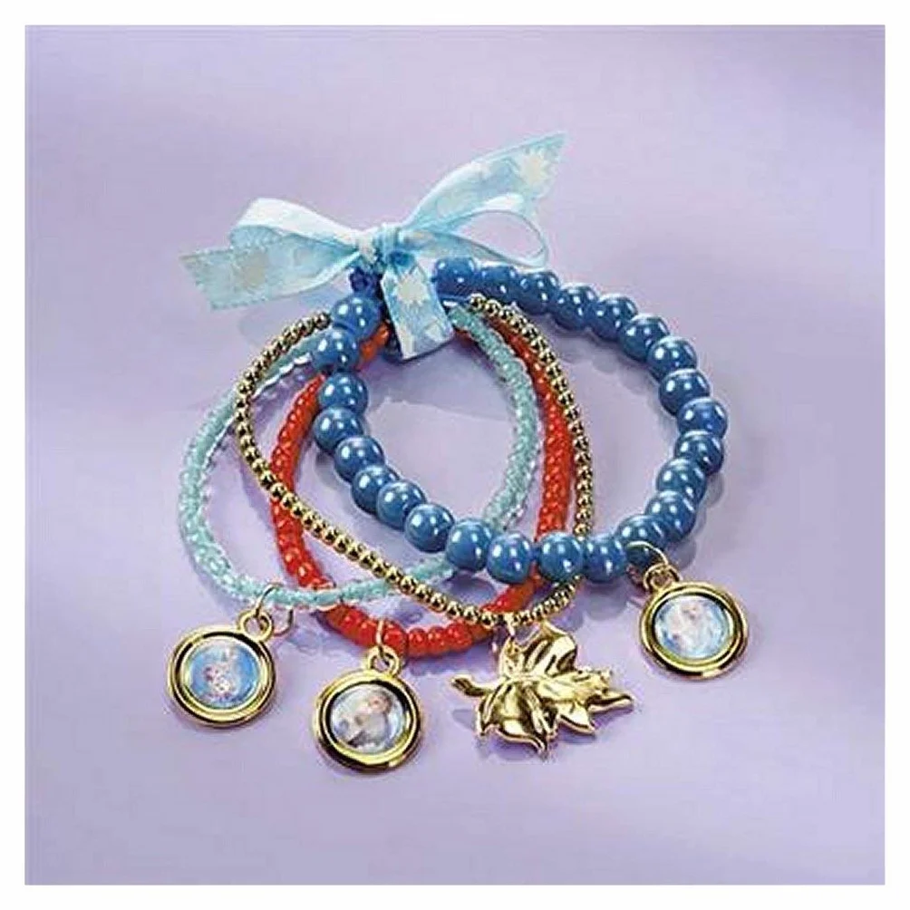 Disney Frozen 680746 II Mistyczny zestaw bransoletek: stwórz własne bransoletki Frozen II z różnymi zawieszkami, satynowymi tasiemkami i pięknymi perłami