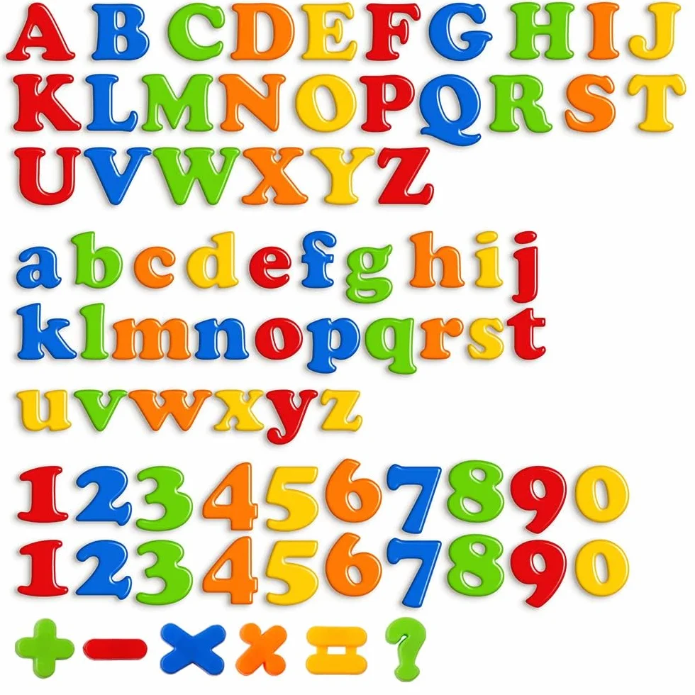 Coogam 78 sztuk Litery Magnetyczne Cyfry Magnesy Na Lodówkę Kolorowy Alfabet ABC 123, Zestaw Zabawek Edukacyjnych Nauka Pisowni Wielkie Małe Litery Matematyka dla 345 Lat Ulepszona Wersja