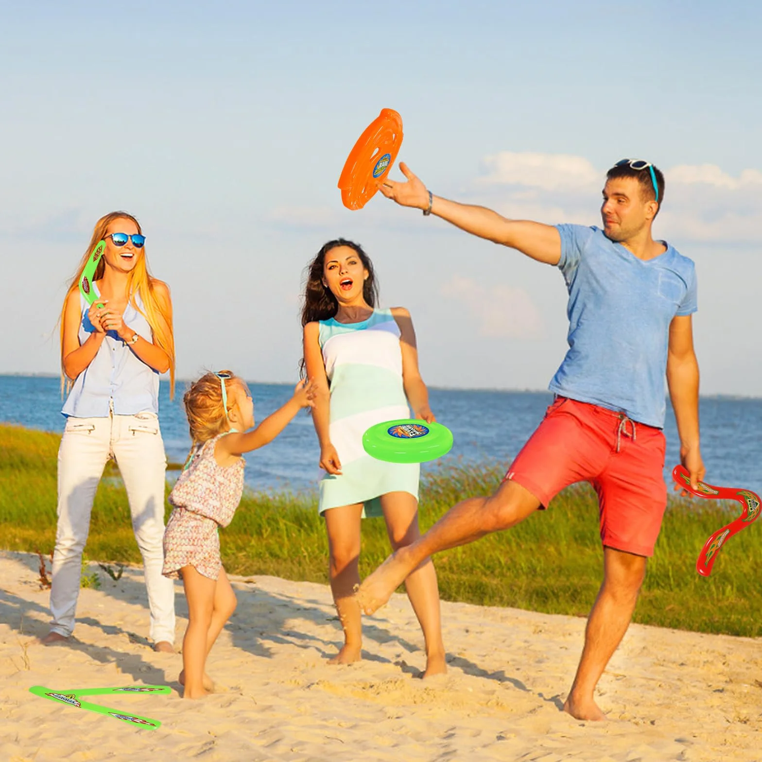6 sztuk boomerang, bumerang dziecko, frisbee dziecko, zabawki sportowe typu boomerang, losowy kolor, pierścień frisbee