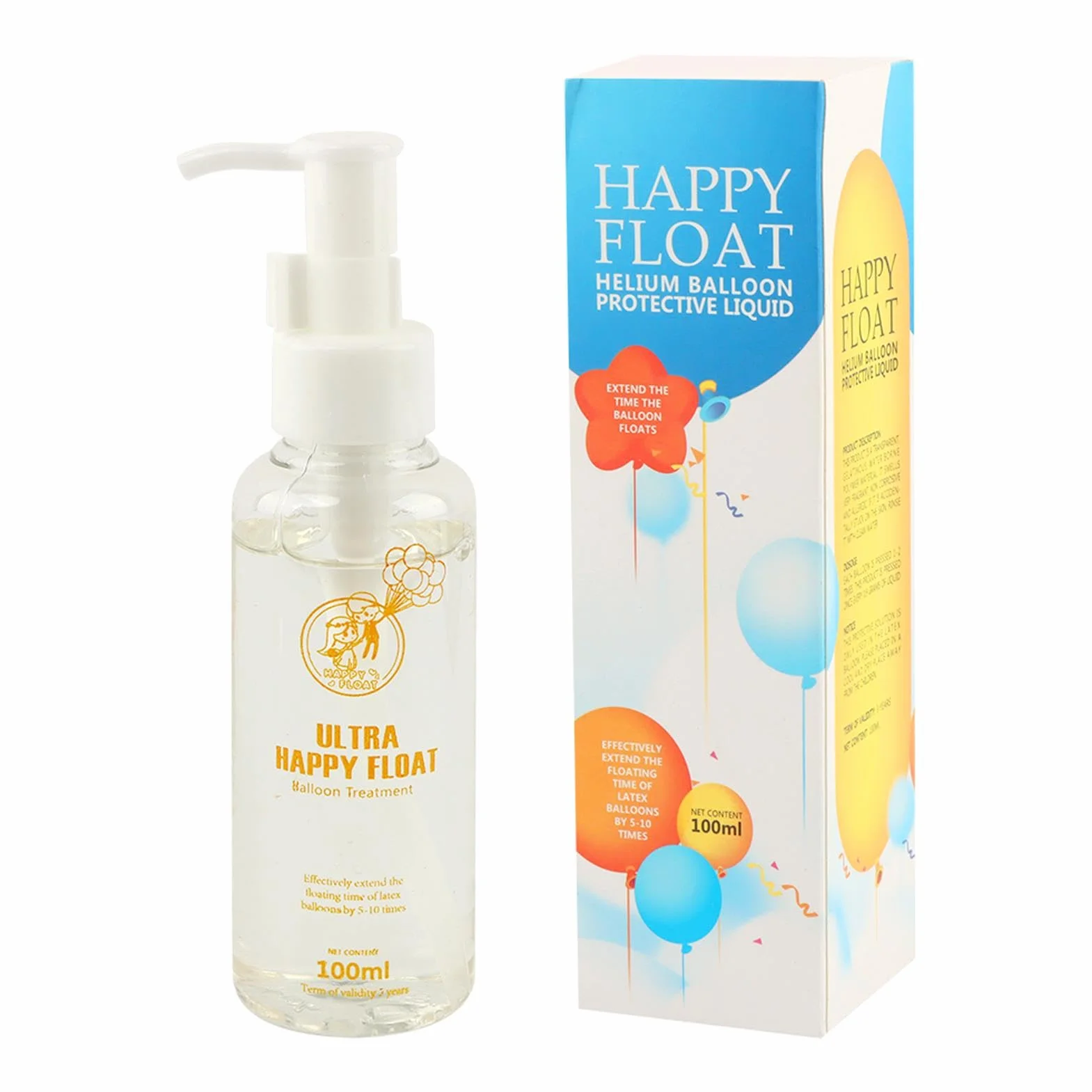 Hi Float zestaw do pielęgnacji balonów lateksowych ultra helowych, 50/100 ml, przyjazny dla środowiska płyn ochronny z lateksową pompką do balonów, hi flo