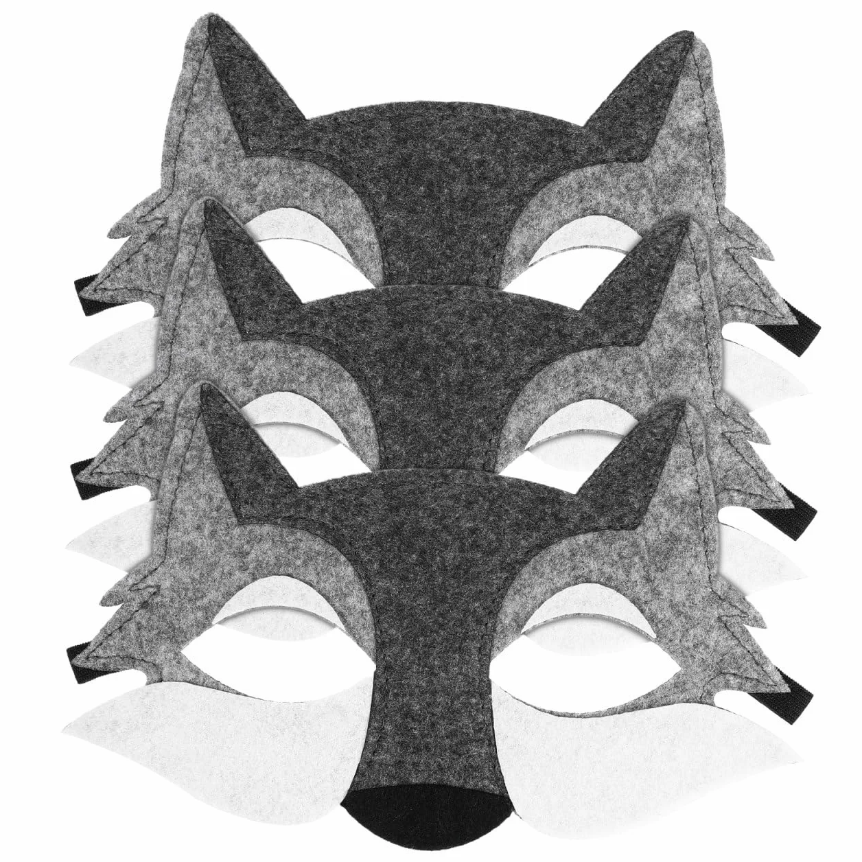 STOBOK Wilk czuł pół zwierzęcia maskarada, do cosplay, rekwizyty do kostiumu, akcesoria na Halloween, Boże Narodzenie, dekoracja, na imprezę, 3 sztuki