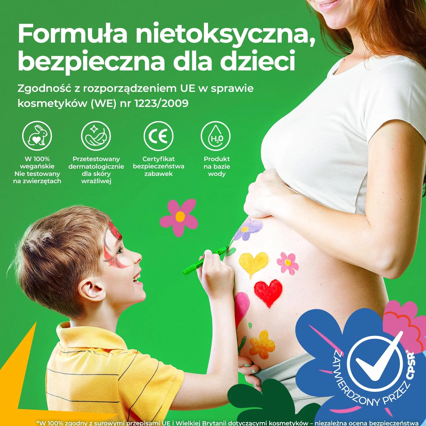 Zestaw kredek do makijażu Colozoo 20 kolorów dla dzieci | Makijaż twarzy z pędzlami i szablonami | Malowanie twarzy, brzuszka, kredki na karnawał, malowanie twarzy