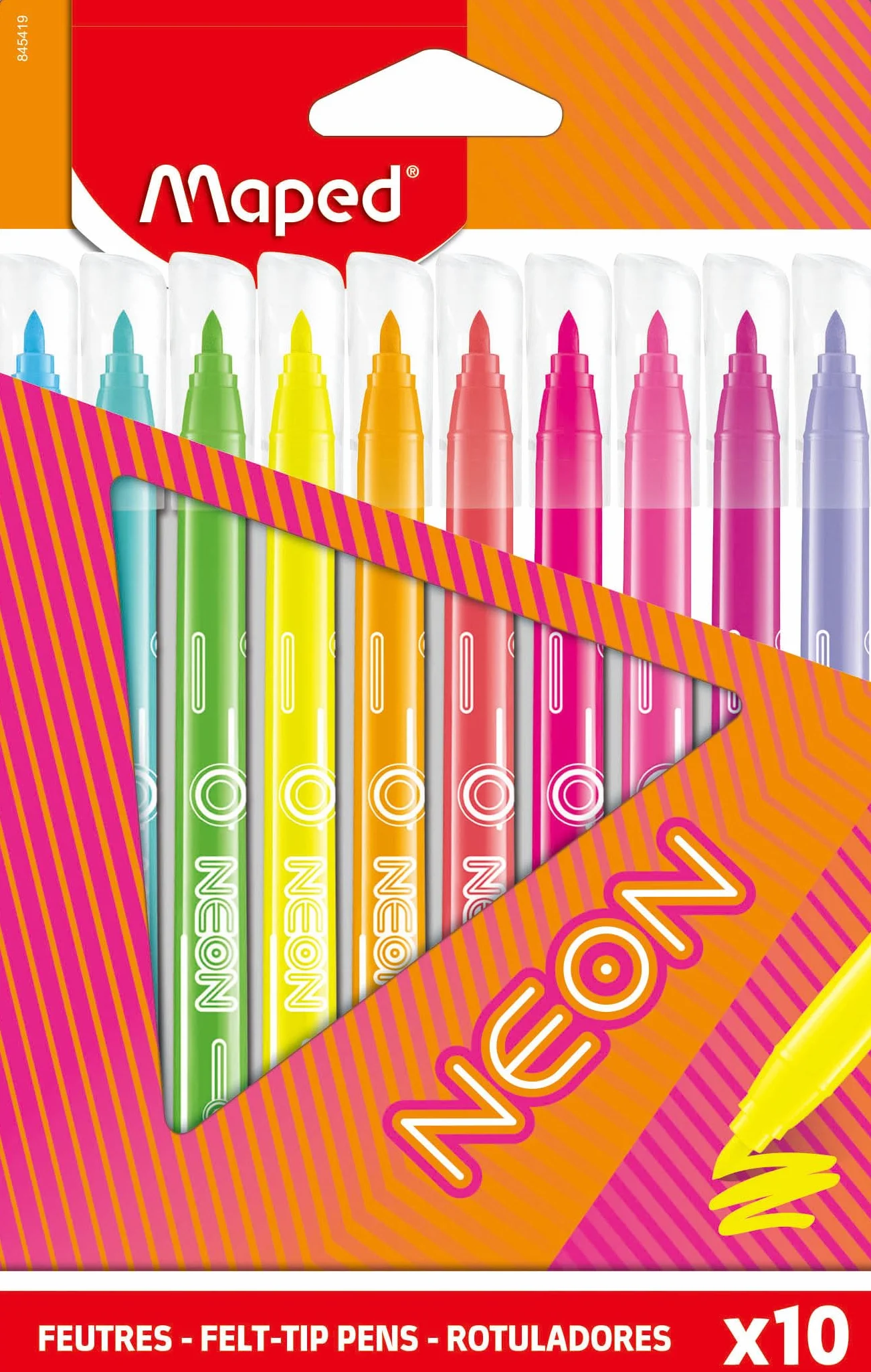 Maped - Neonowe flamastry - Kolorowe flamastry z efektem neonowym - Opakowanie 10 markerów NEON