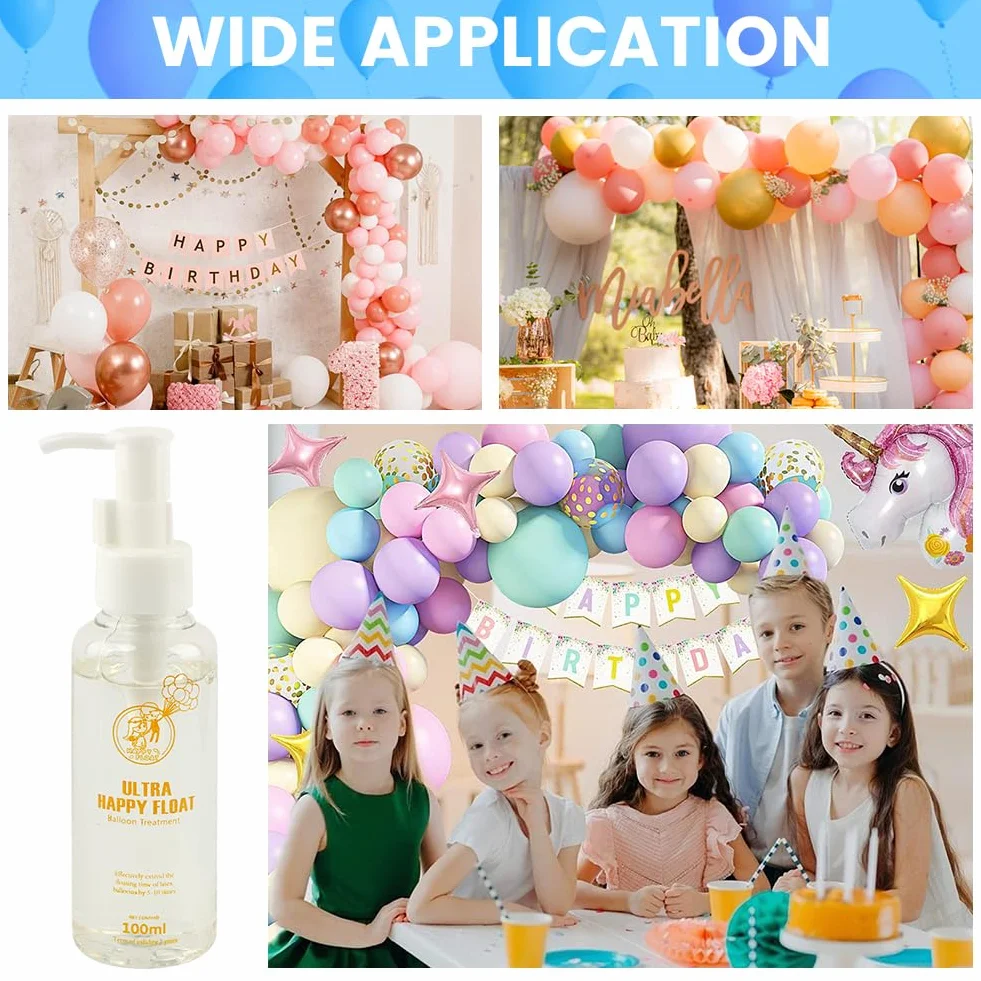 Hi Float zestaw do pielęgnacji balonów lateksowych ultra helowych, 50/100 ml, przyjazny dla środowiska płyn ochronny z lateksową pompką do balonów, hi flo