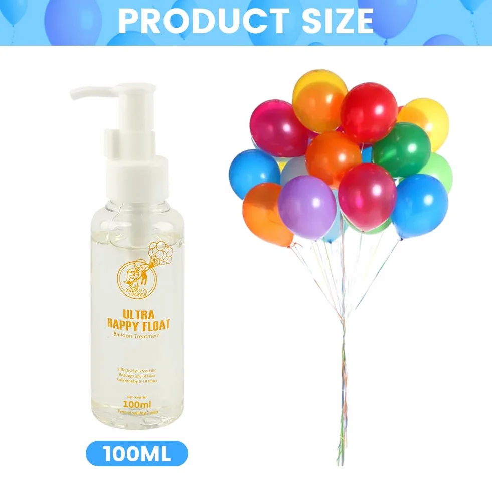 Hi Float zestaw do pielęgnacji balonów lateksowych ultra helowych, 50/100 ml, przyjazny dla środowiska płyn ochronny z lateksową pompką do balonów, hi flo