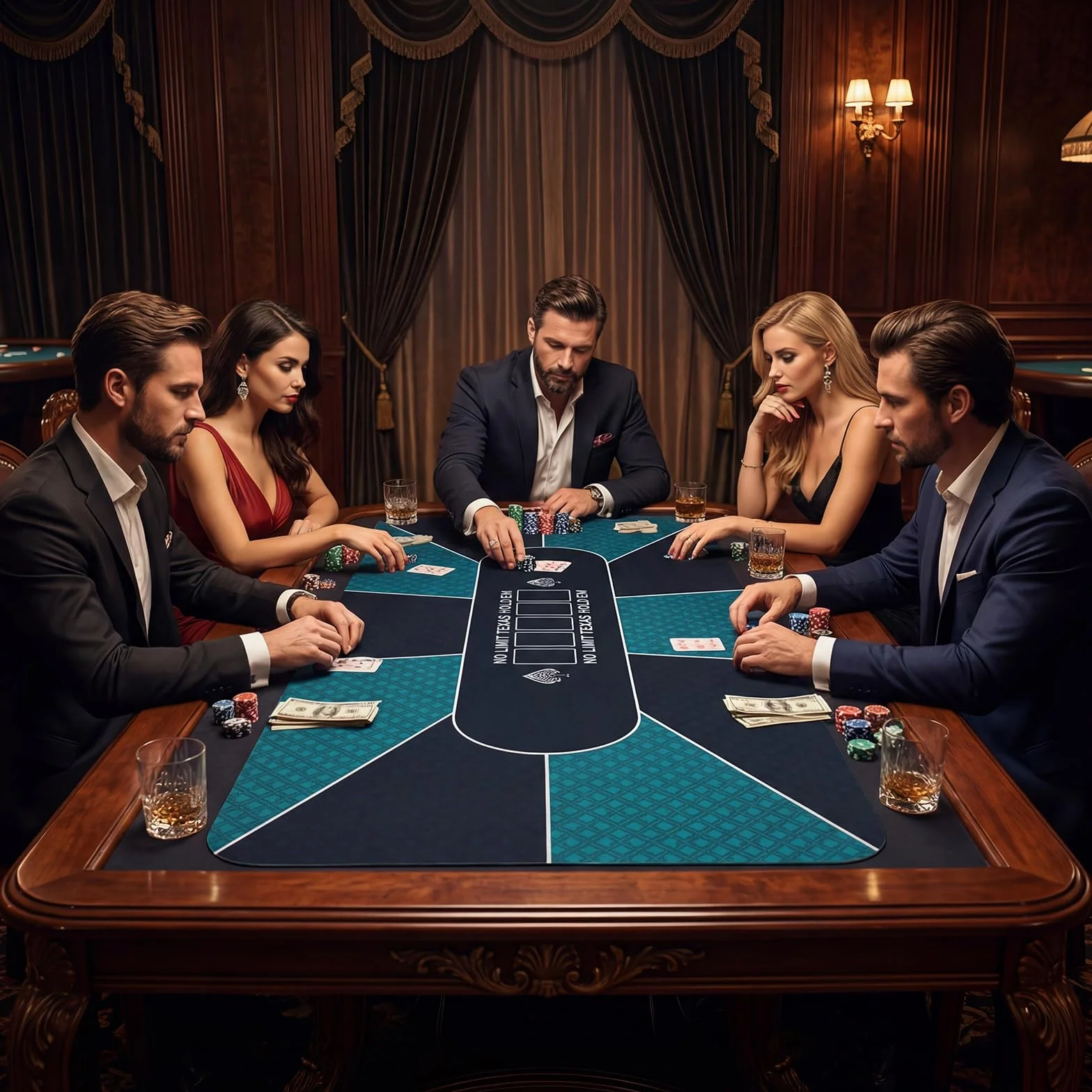 COSTWAY Texas Hold'em mata do pokera 179 x 89 cm, antypoślizgowa i wodoodporna, nakładka na stół pokerowy dla maksymalnie 10 graczy, w zestawie torba do noszenia, mata do pokera, do kasyna, blackjacka