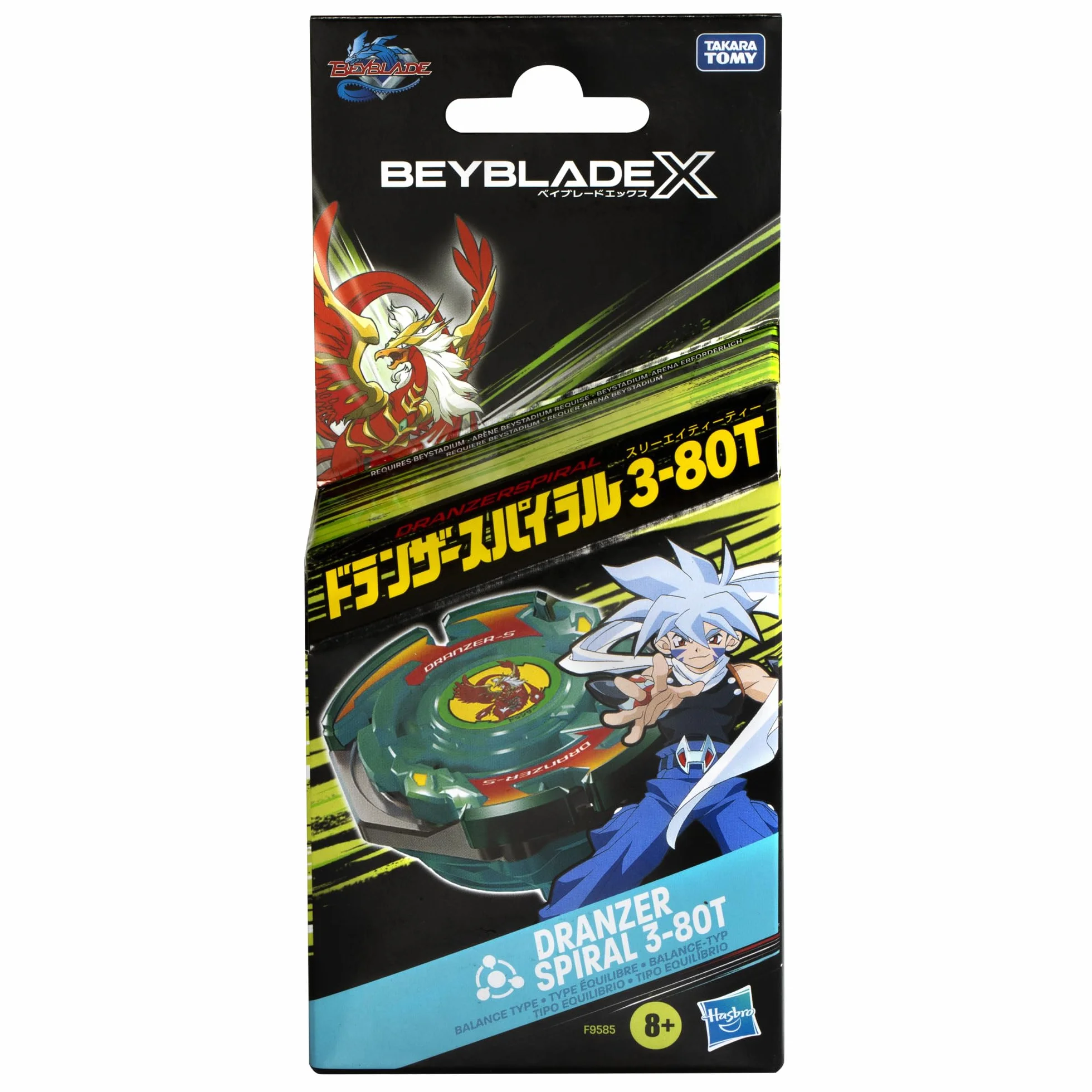 Beyblade X Dranzer Spiral 3-80T Anniversary X-Over, bączek i wyrzutnia