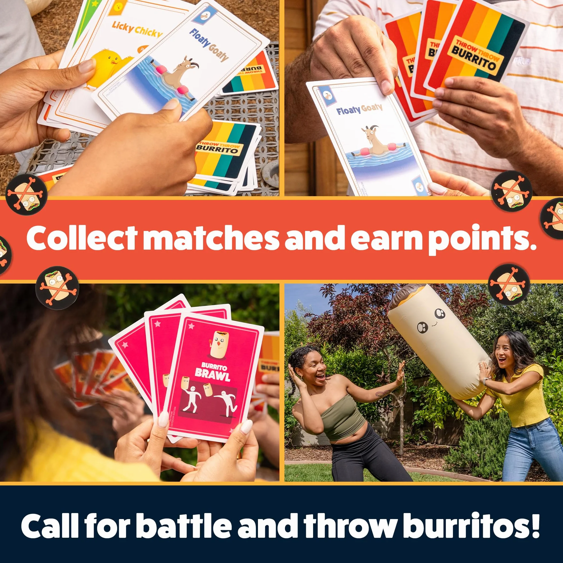 Exploding Kittens - Throw Throw Burrito Extreme Outdoor Edition - Card Games for Adults Teens & Kids - Fun Family Games - A Dodgeball Card Game