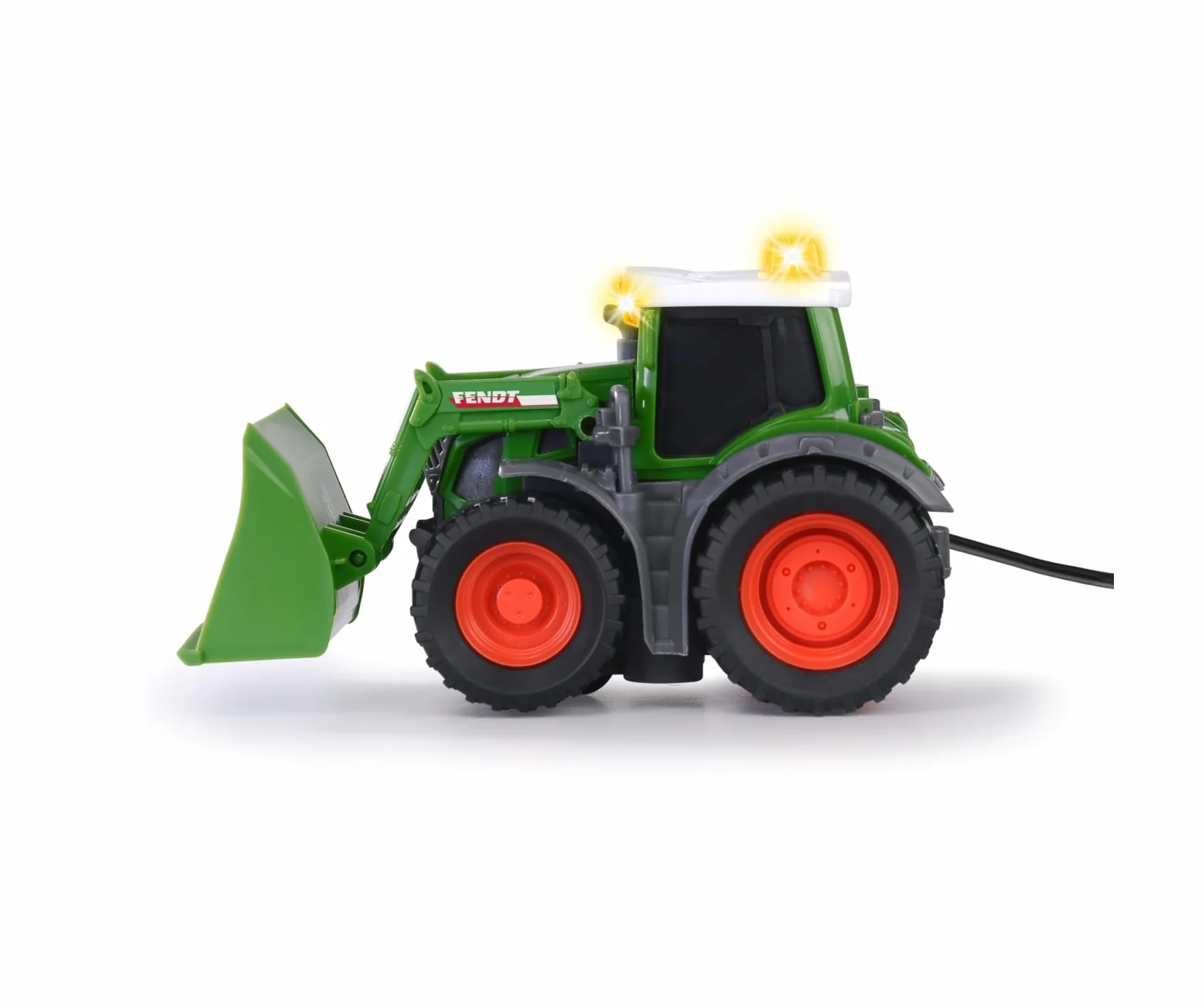 Dickie Toys 203732000 Fendt Traktor sterowany na kabel z ruchomą łopatą, efekty świetlne, 14cm