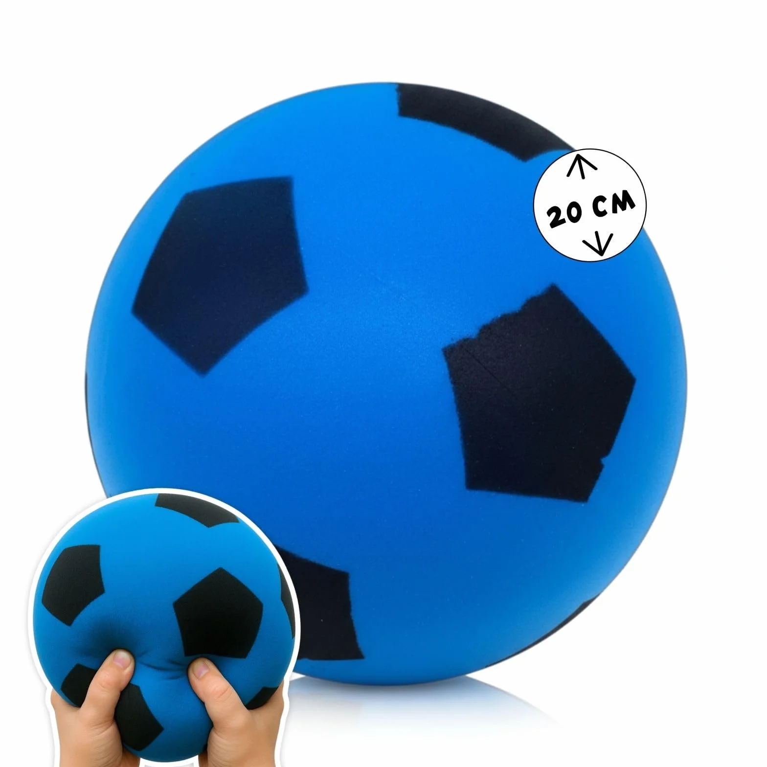alldoro 63105 Piłka piankowa, niebieska, Ø 20 cm, miękka piłka do gry w softball, piłka nożna dla dzieci od 0, cicha i lekka, do użytku wewnątrz i na zewnątrz