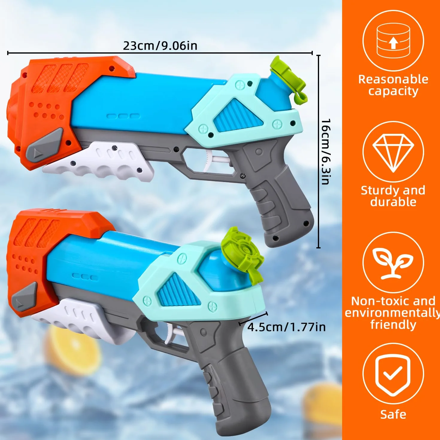 Cotepi Pistolet na wodę dla dzieci, zestaw 3 pistoletów na wodę, pistolet natryskowy, zasięg 10-11 m, pojemność 800 ml, zabawka, plaża na świeżym powietrzu, dla dzieci i dorosłych, na plażę
