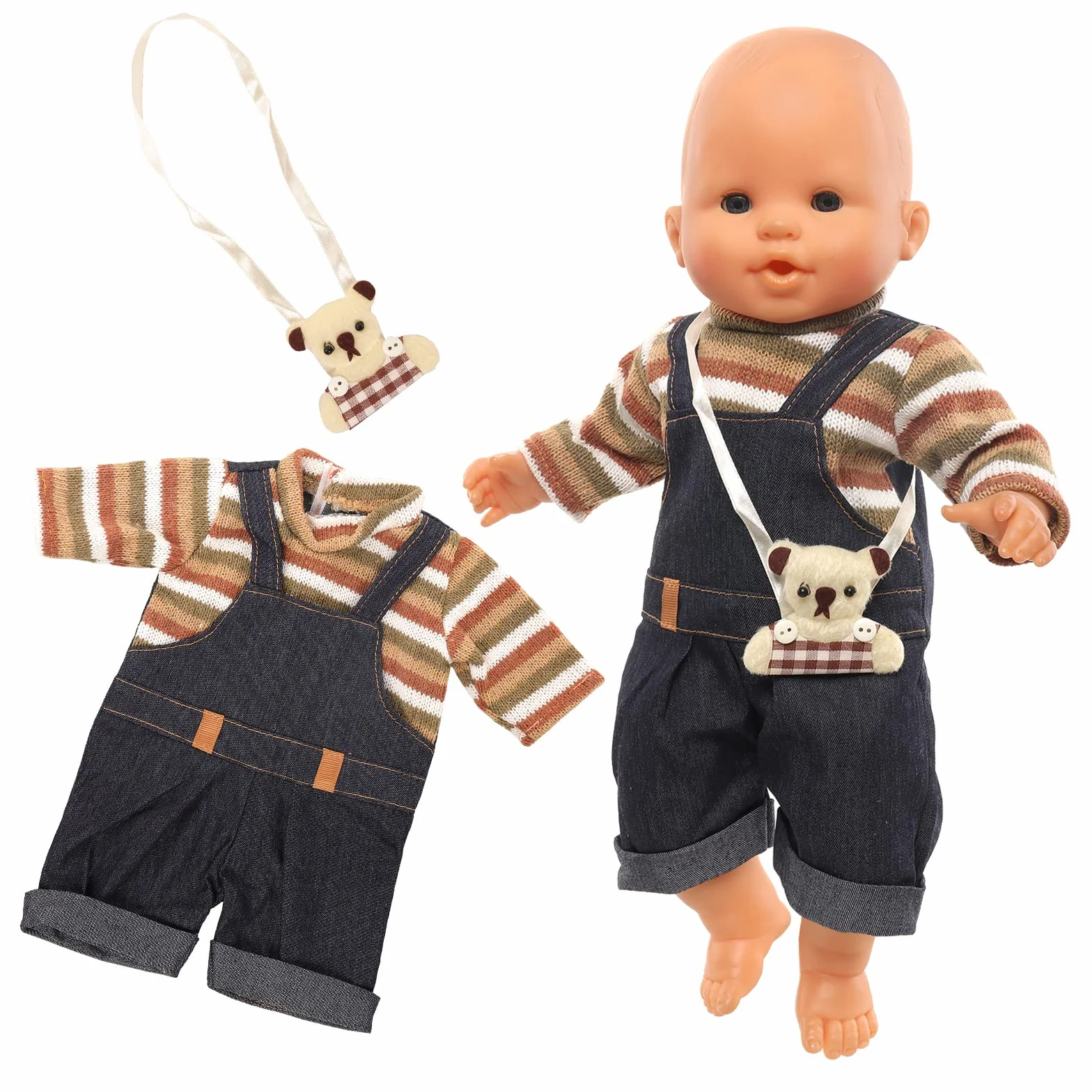 Miunana Słodkie ubranka dla lalek 35-43 cm, ubranka dla lalki, ubrania dla lalek (brązowe)