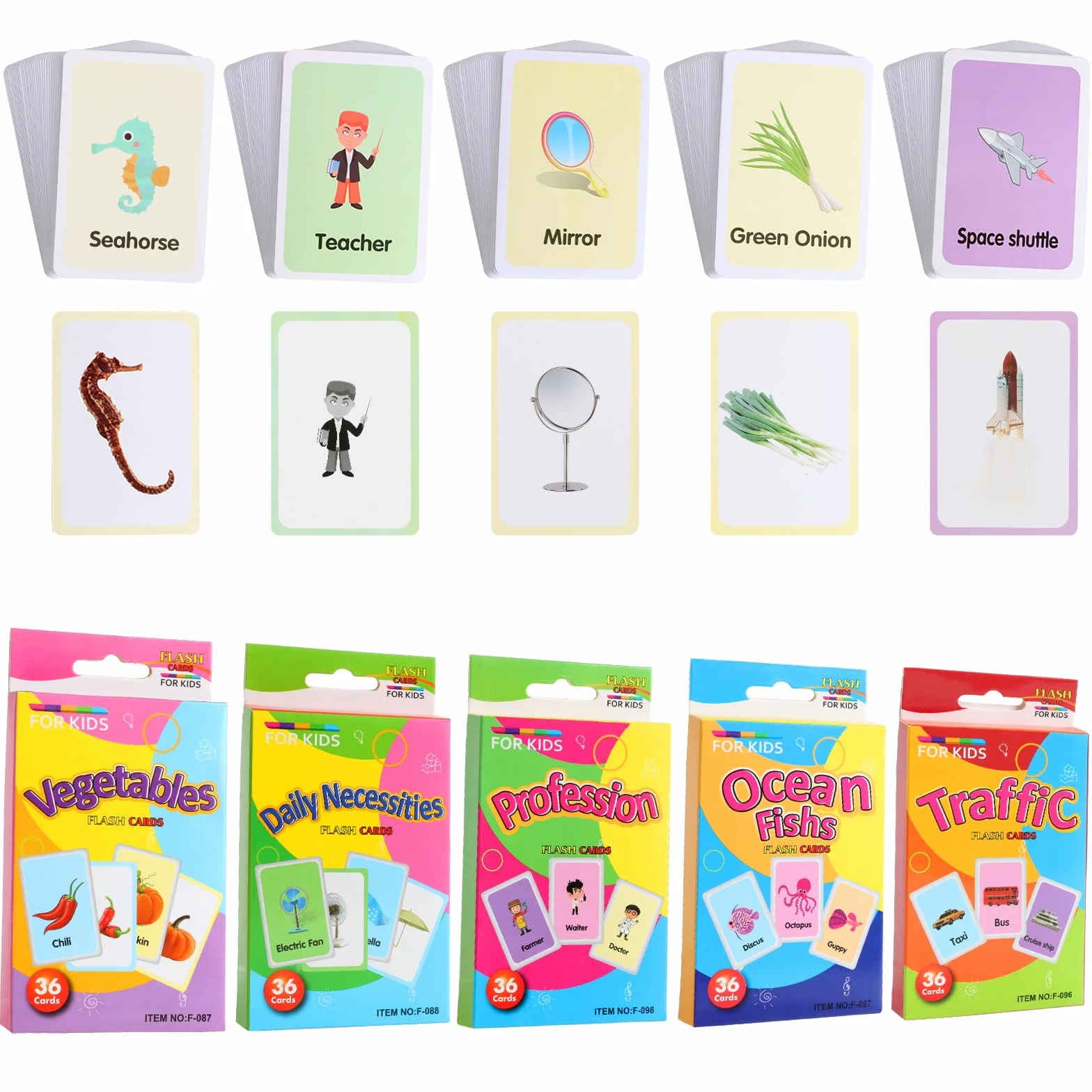 180 sztuk kart edukacyjnych dla dzieci – Daily Necessities, Traffic, Ocean Fishs, Professions, Vegetable, karty zwierząt Montessori gra edukacyjna, angielskie karty fotograficzne, słownictwo, karty