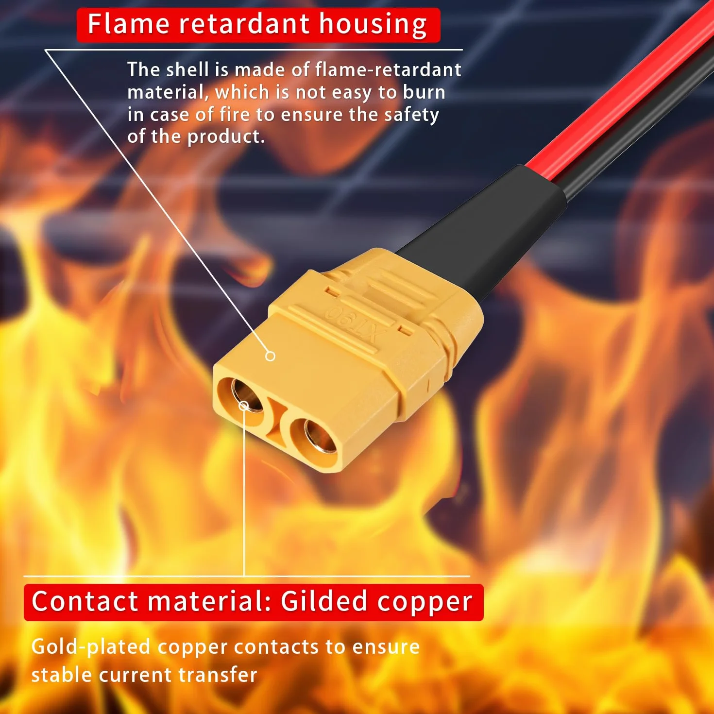 ELFCULB XT60 do XT90 kabel adaptera 10AWG XT60 męski na XT90 żeński kabel złącza do akumulatora RC Lipo dron (2FT)