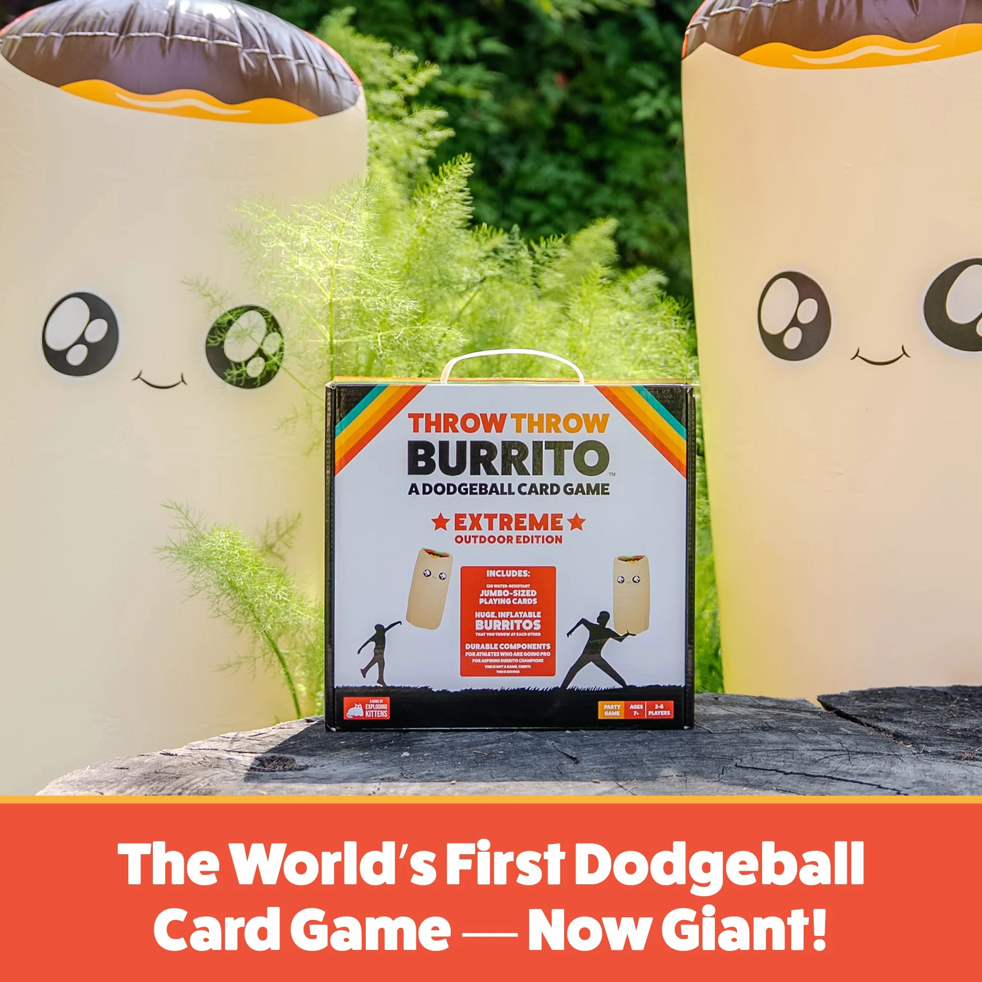 Exploding Kittens - Throw Throw Burrito Extreme Outdoor Edition - Card Games for Adults Teens & Kids - Fun Family Games - A Dodgeball Card Game