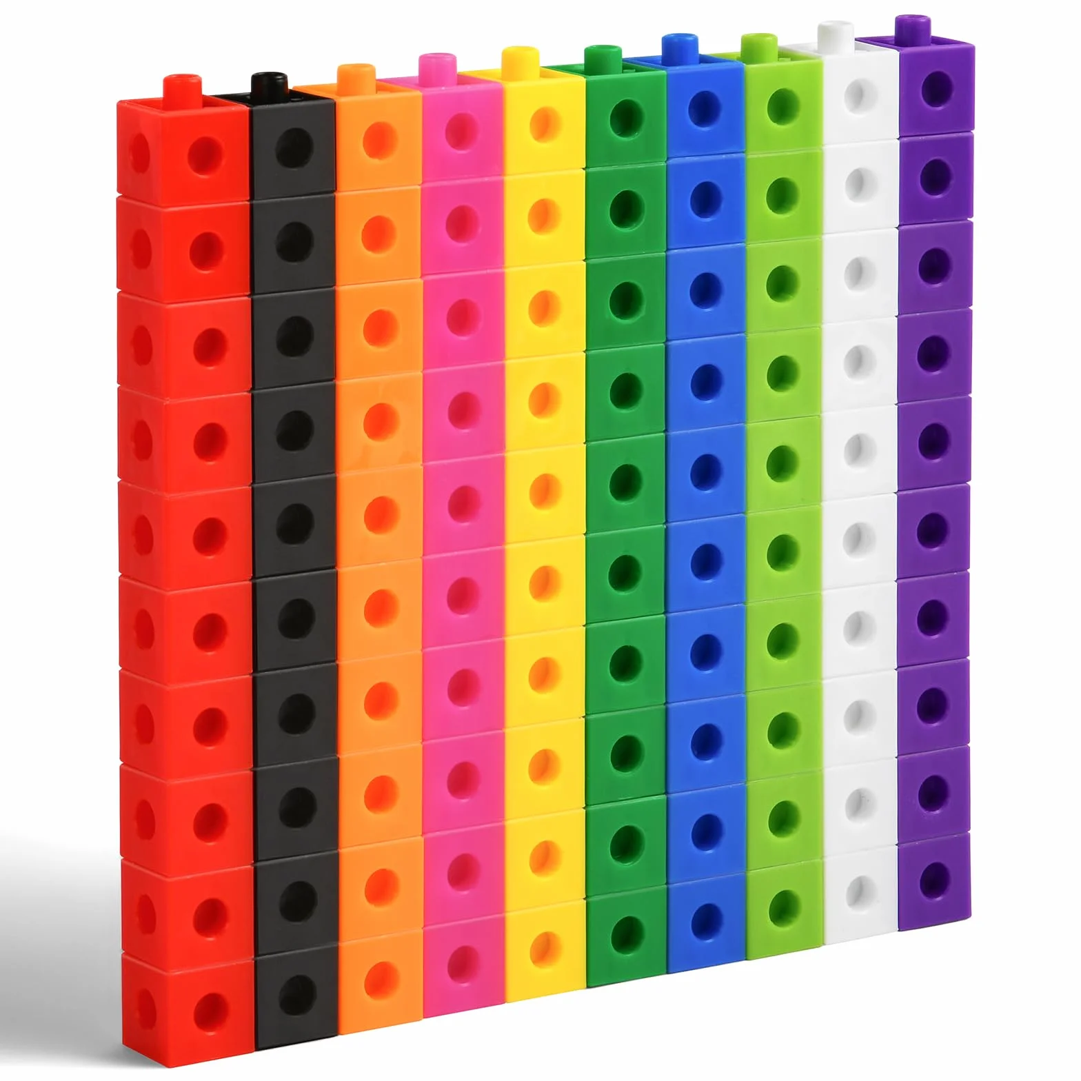 HOTUT Klocki Matematyczne 100 sztuk 2 cm Kostki do Liczenia 10 Kolorów z Torbą Edukacyjne Zabawki Sensoryczne