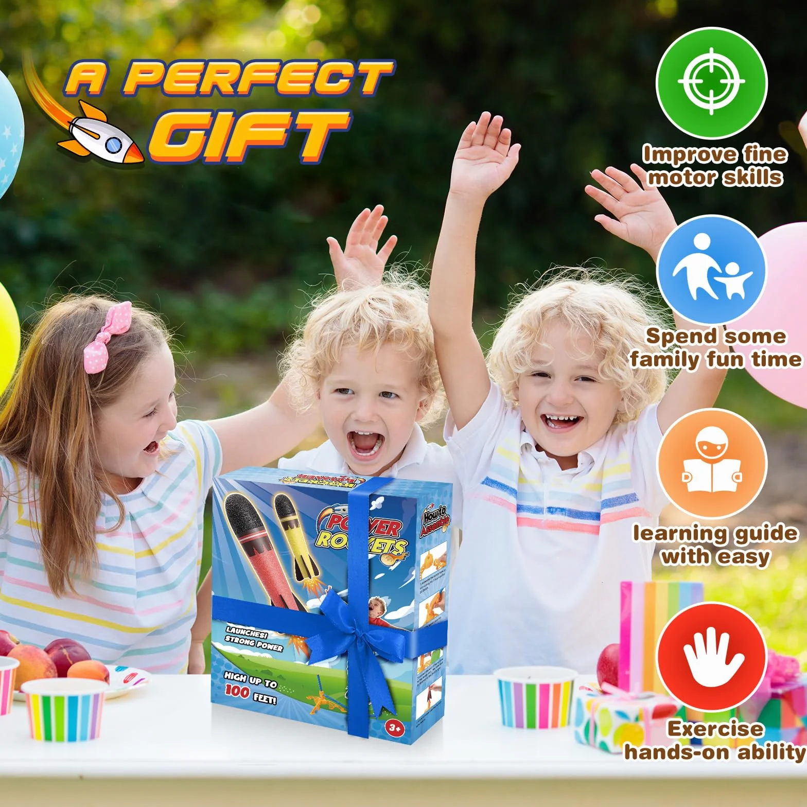 HappyKidsClub Zabawka rakietowa dla dzieci, zabawki na świeżym powietrzu od 3-12 lat, zabawki na podwórko dla chłopców, prezent wielkanocny dla dzieci 3-12 lat, zabawki ogrodowe dla dzieci na zewnątrz