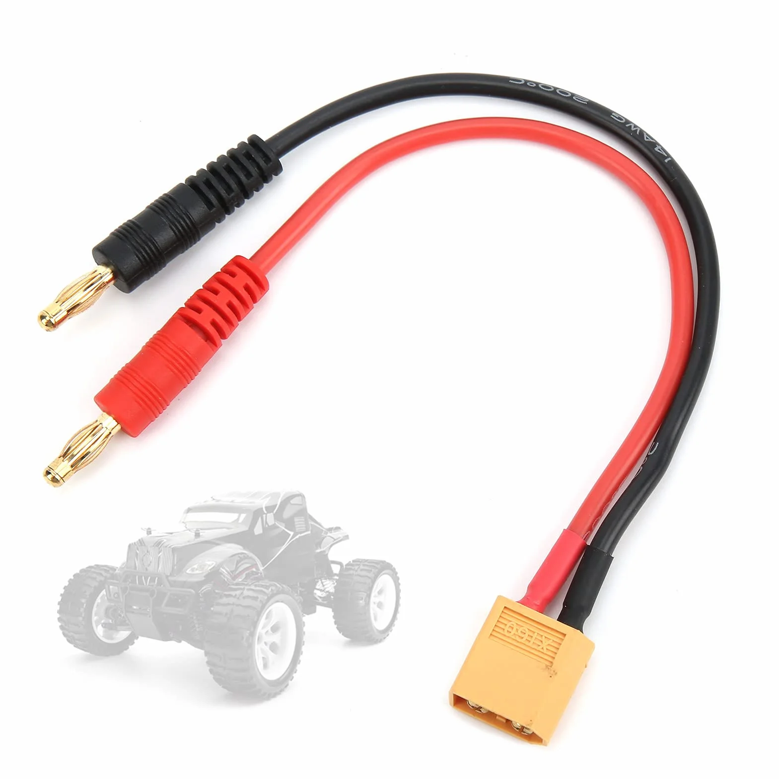 Kabel do ładowarki RC Lipo XT60 4mm Wtyk Bananowy 14AWG Silikonowy