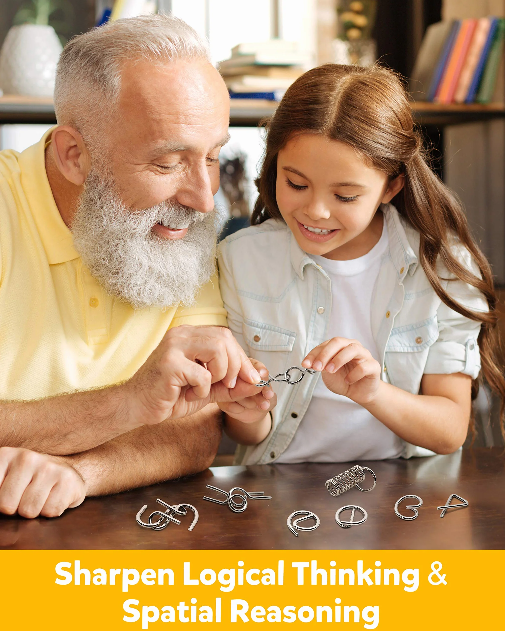 Coogam Zestaw puzzle z metalowych drutów 16 sztuk, zadanie logiczne IQ test rozwiązywanie pułapek puzzle trick magiczny zabawka prezent dla dzieci i dorosłych wyzwanie