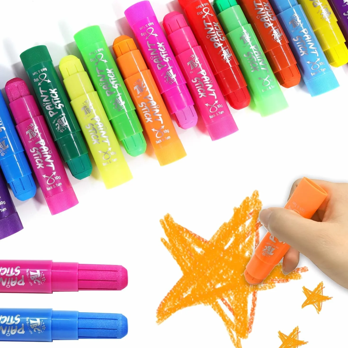 TBC The Best Crafts Grube kredki dla dzieci, zmywalne, nietoksyczne, 24 kolory, dla małych dzieci