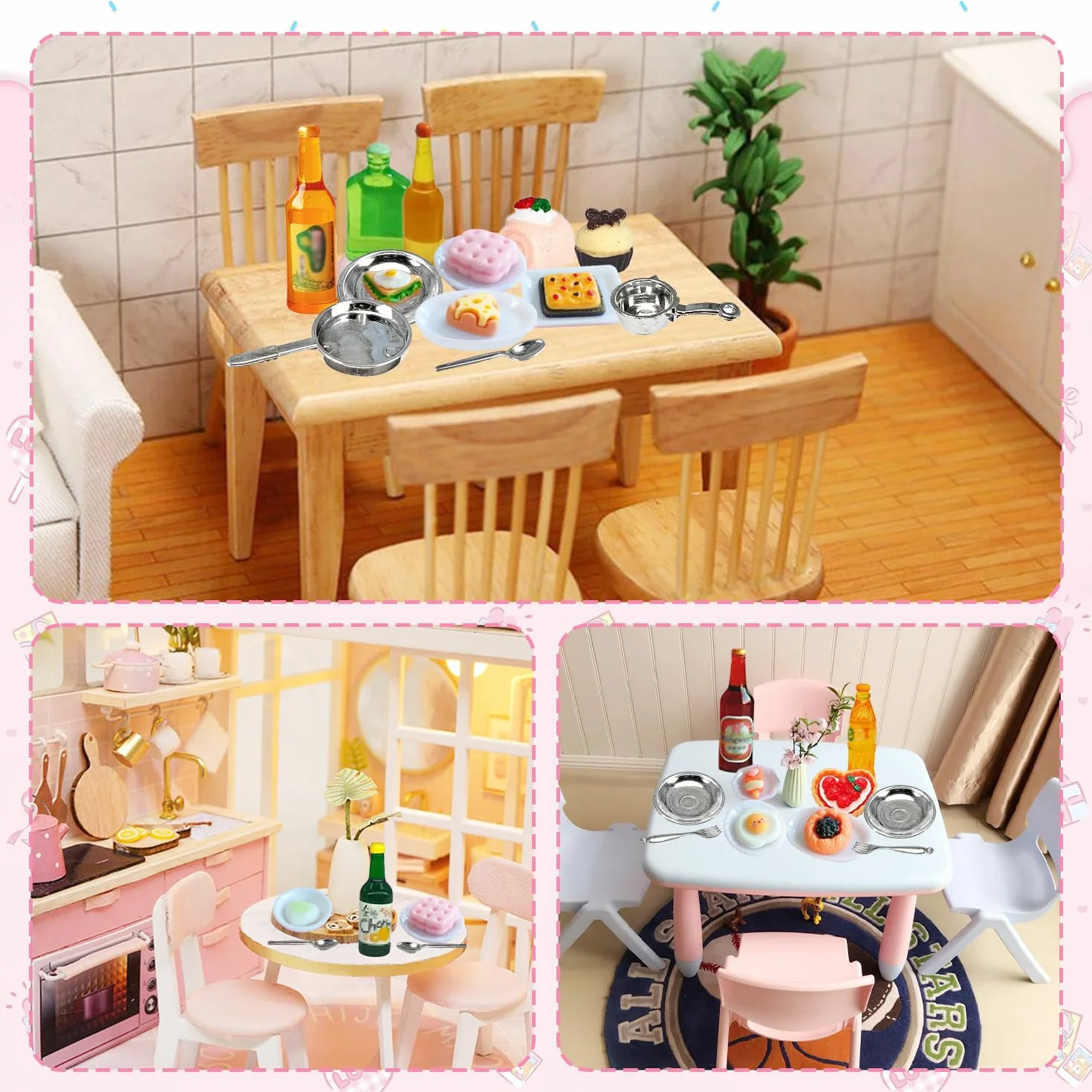 150 sztuk mini potraw mini jedzenie miniaturowe jedzenie zabawka do jedzenia miniaturowe zabawki spożywcze (styl losowy), idealny do dekoracji miniaturowych kuchni i domków dla lalek