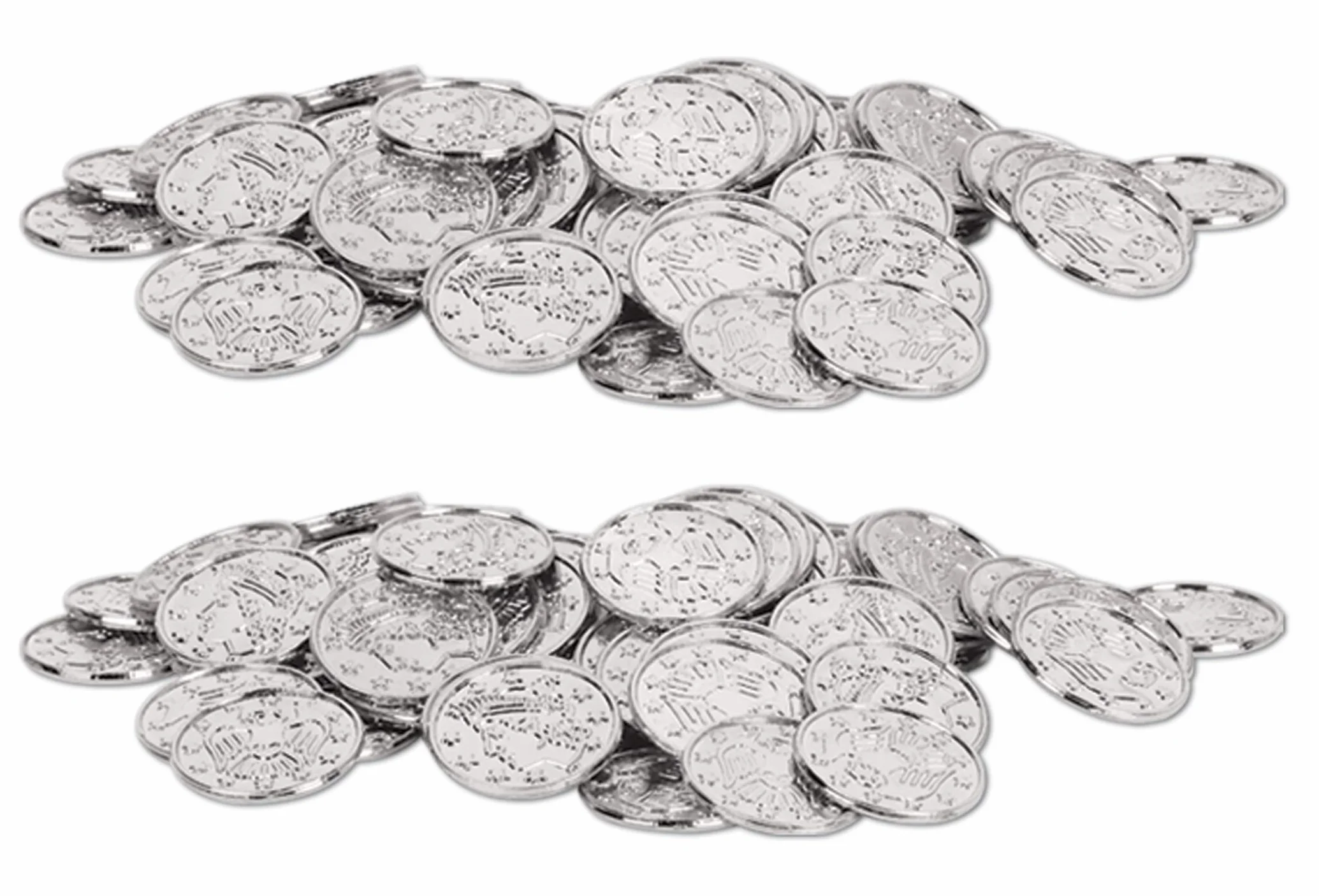 Beistle Silver S50856-SAZ2 plastikowe monety 200 sztuk