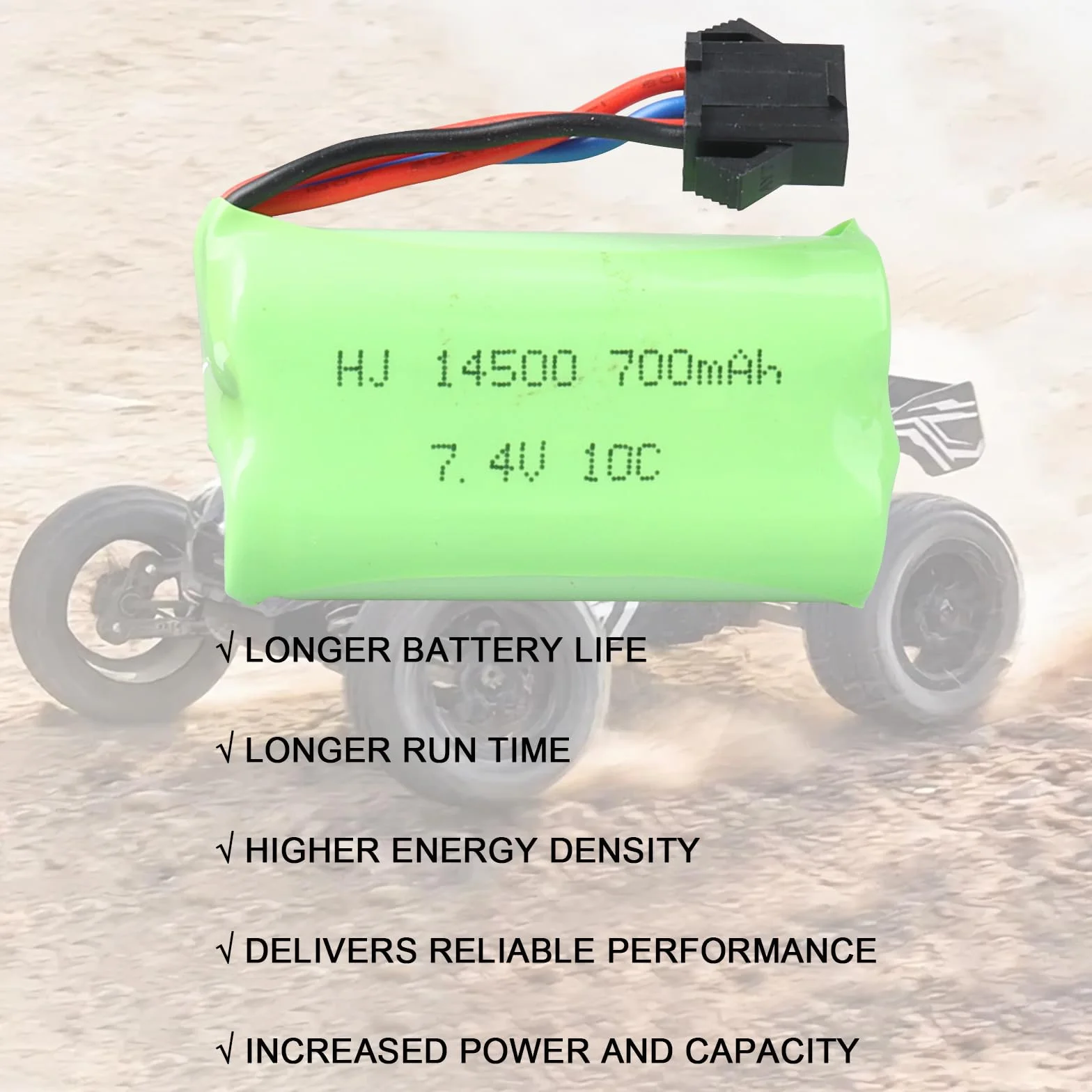 2 baterie repuesto DE 7,4 V y 700 mAh Conector SM-4P i kabel USB carga USB, baterie RC de 10 C para EC16 DE85, model Barco, camión o coche RC, Buggy M416, Gel eléctrico, Blaster.