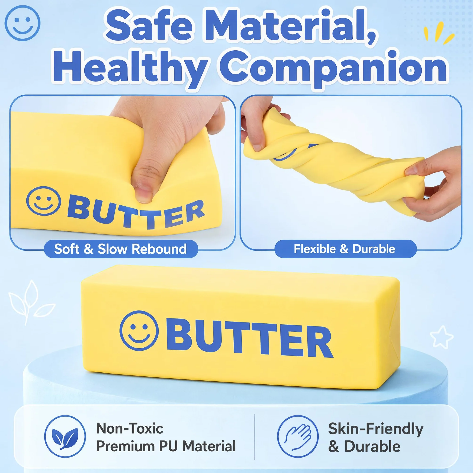Giant Butter Squishy XXL - piłka antystresowa, zabawka sensoryczna, antystresowa dla dzieci i dorosłych, ADHD autyzm, pomysł na prezent (B)