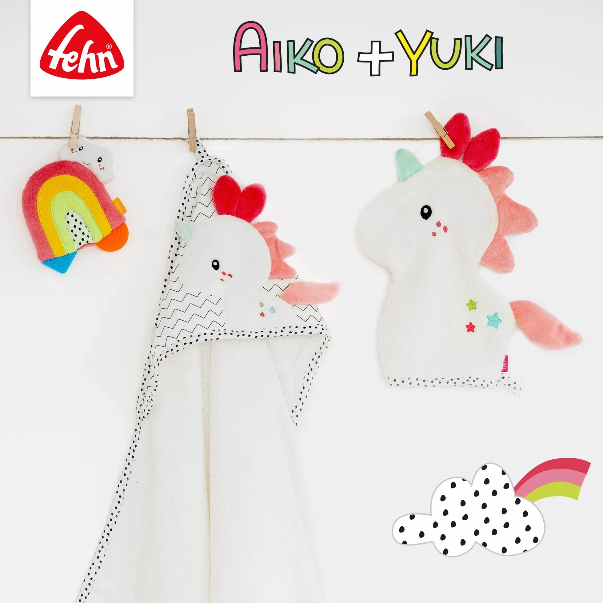 Fehn Activity Spirala Aiko & Yuki 057034 – zabawa w dotyku i chwytanie – dla niemowląt i małych dzieci od 0+ miesięcy – długość: 30 cm