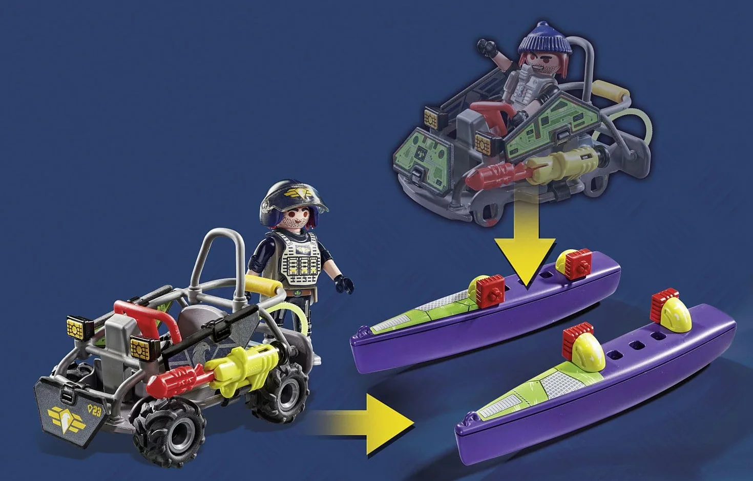 PLAYMOBIL City Action 71147 Quad terenowy jednostki specjalnej z możliwością przekształcenia w motorówke, od 5 lat