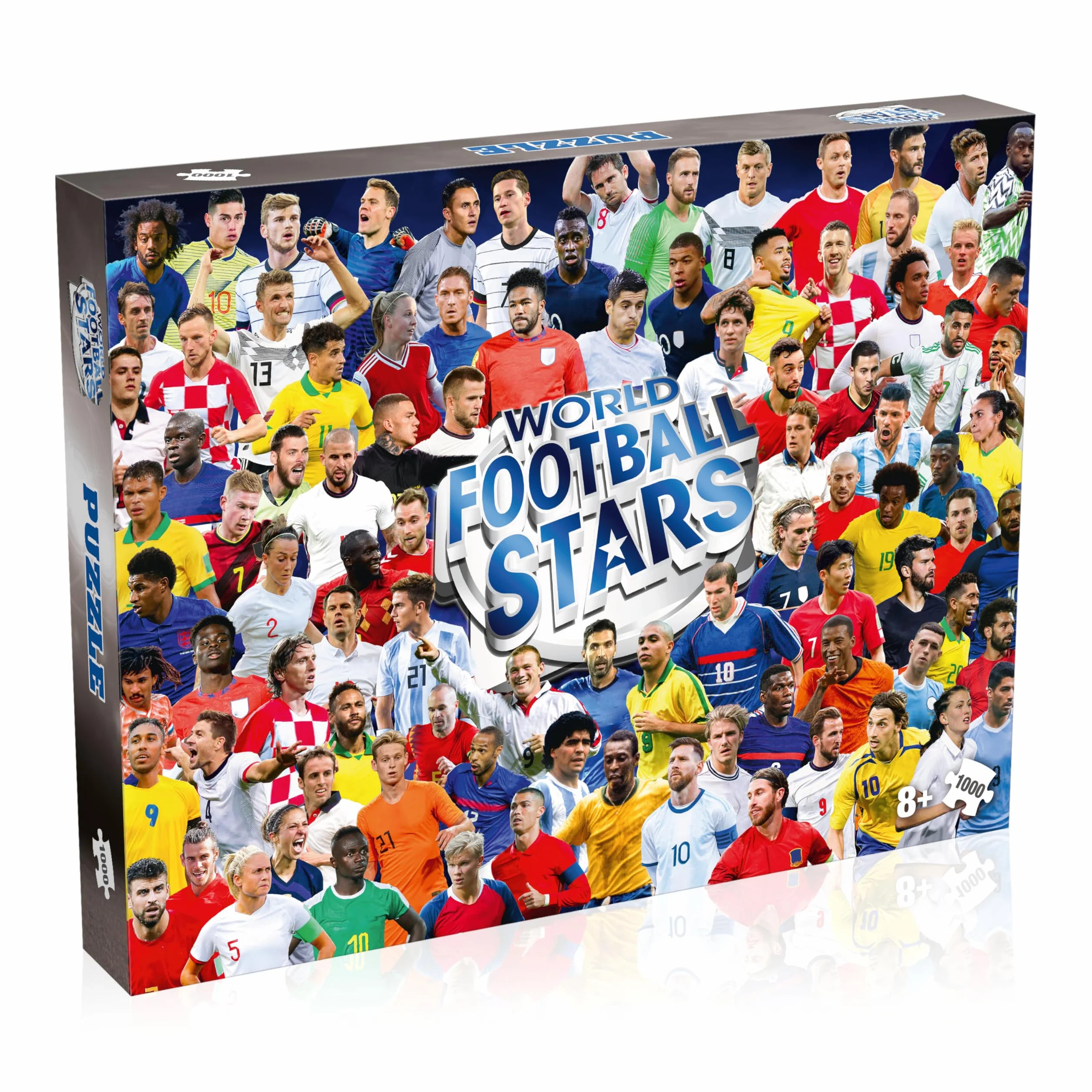Winning Moves Puzzle World Football Stars 1000 elementów – puzzle piłkarskie, gwiazdy futbolu, wysoka jakość, dla dorosłych i młodzieży