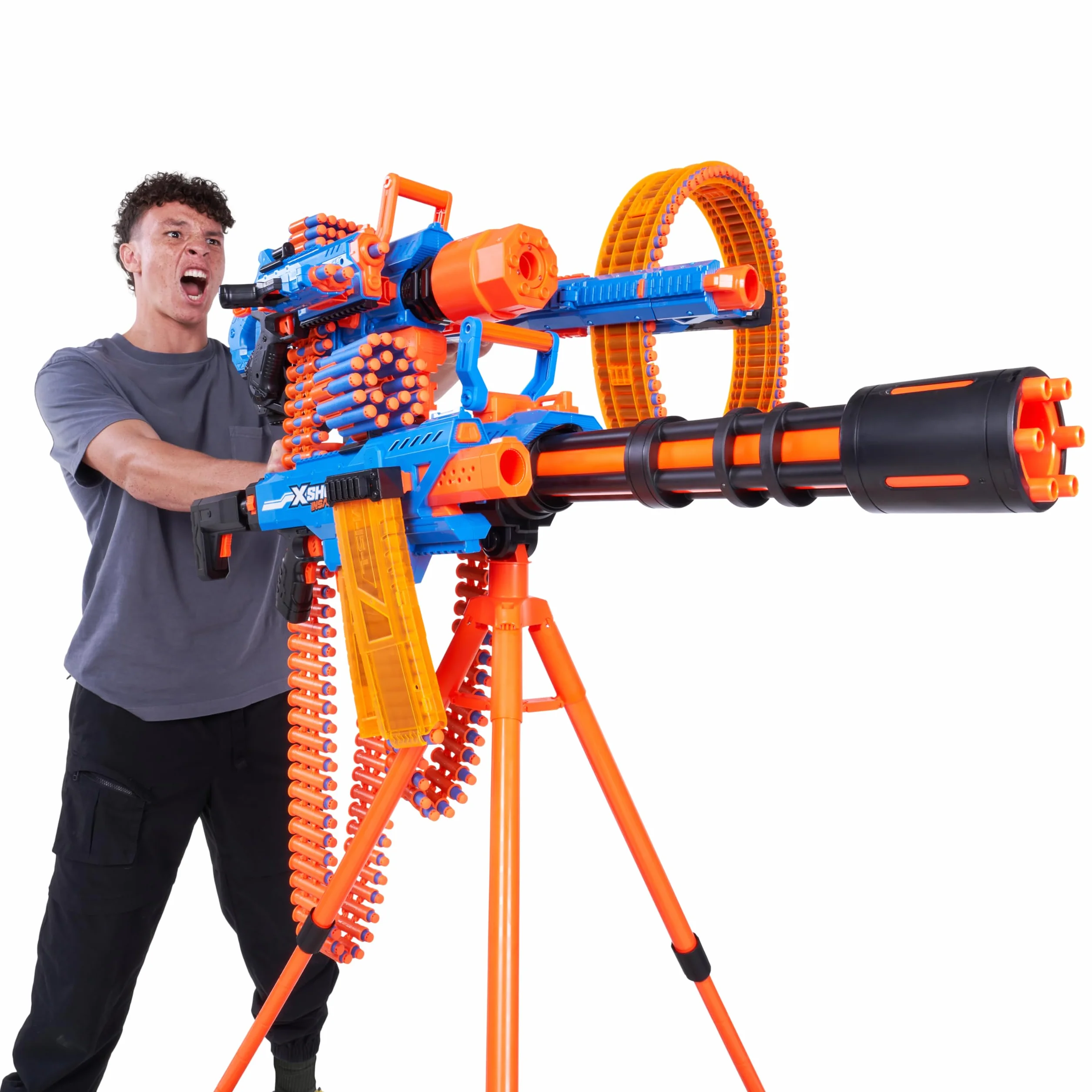 XSHOT Insanity Micro Blaster firmy ZURU z 48 piankowymi rzutkami i kieszonką na rzutki, zabawka outdoorowa dla dzieci, chłopców i dziewcząt w wieku od 8 lat