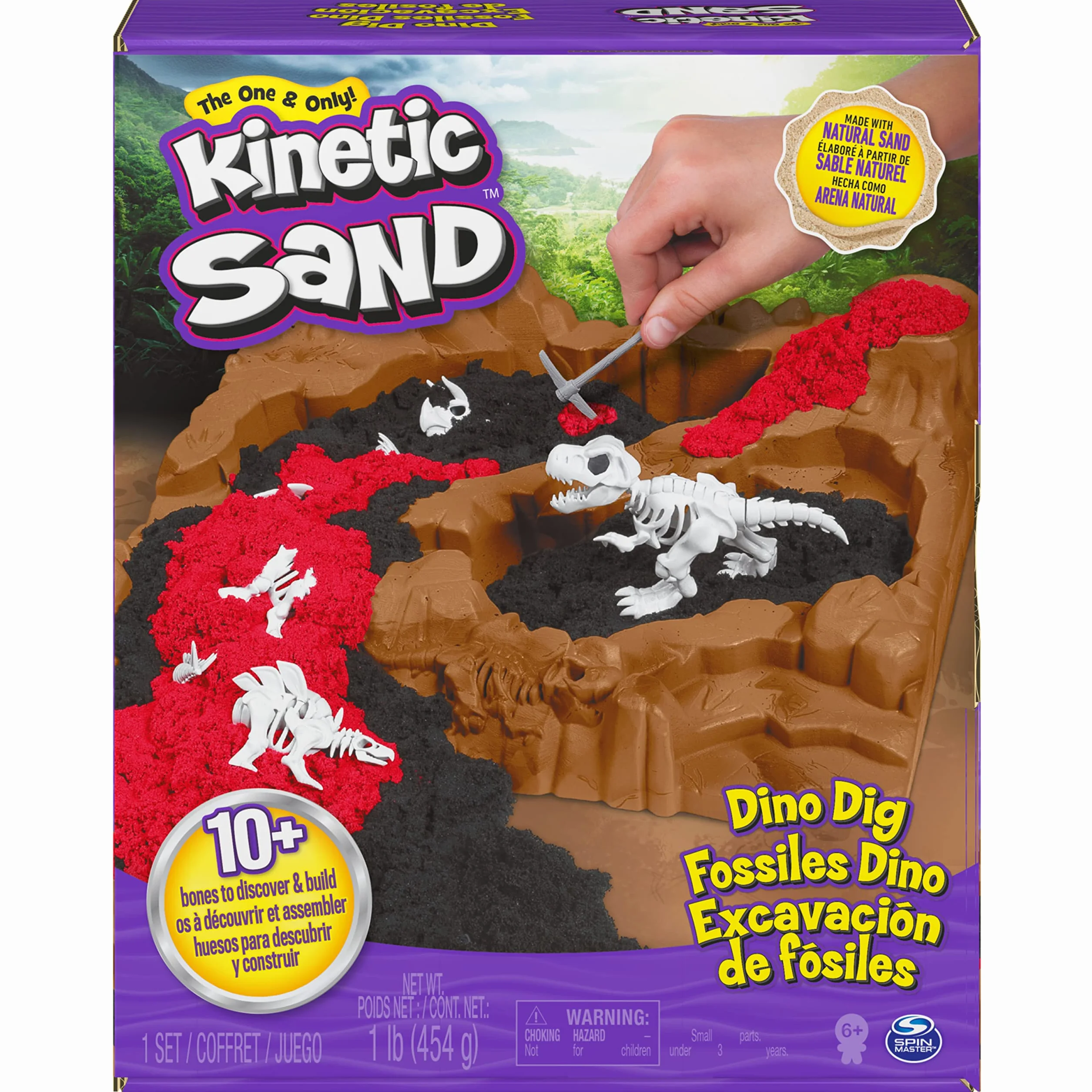 Kinetic Sand 6055874 - Wykopalisko Dinozaurów, Piasek Kinetyczny Z 10 Ukrytymi Akcesoriami ,3.0 Liczyć