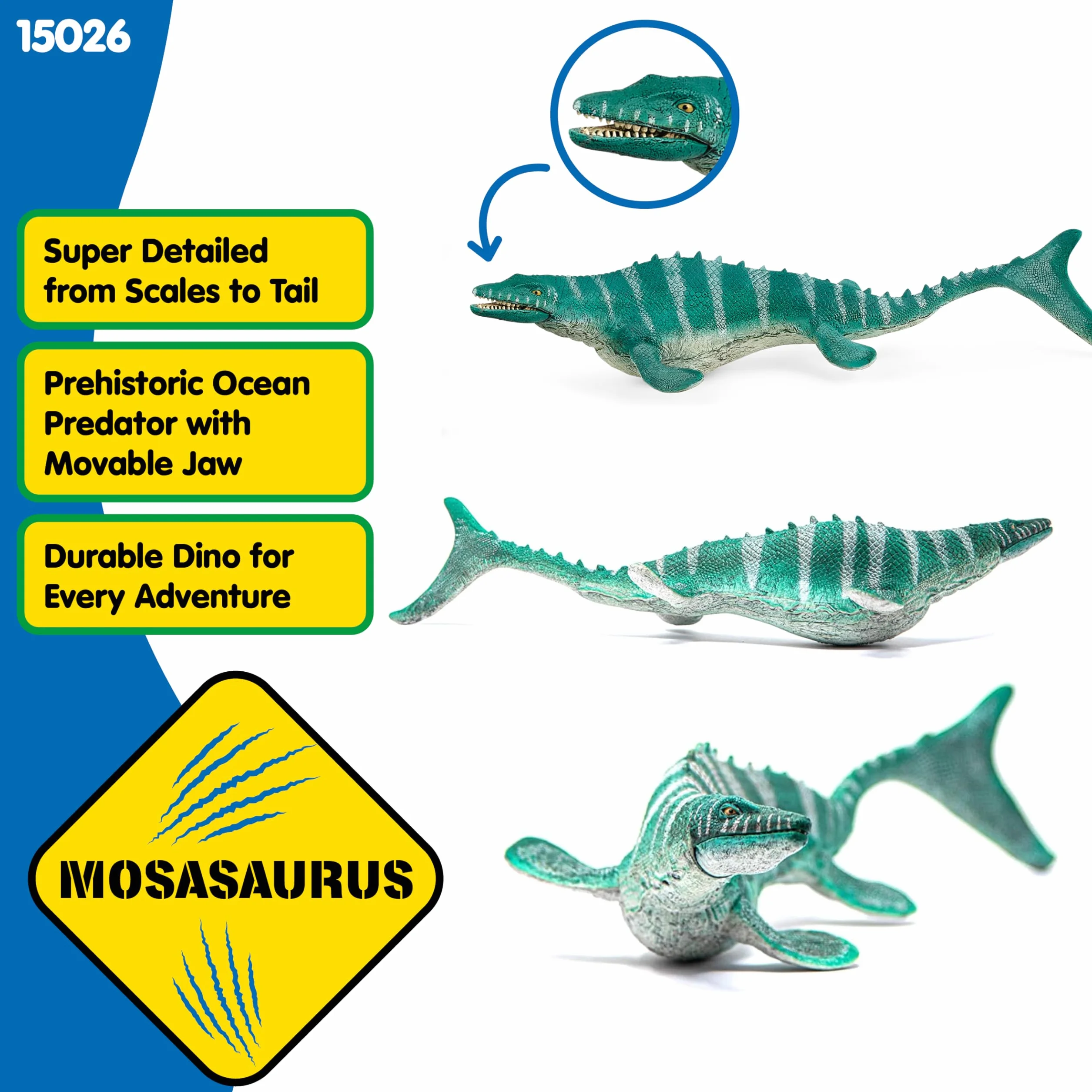 schleich DINOSAURS | Mozazaur 15026 | szczegółowa figurka dinozaura z ruchomą szczęką | wysokiej jakości figurka kolekcjonerska | prezent dla dziewczynek i chłopców | zabawka od 3 lat | 32 x 12 x 7 cm