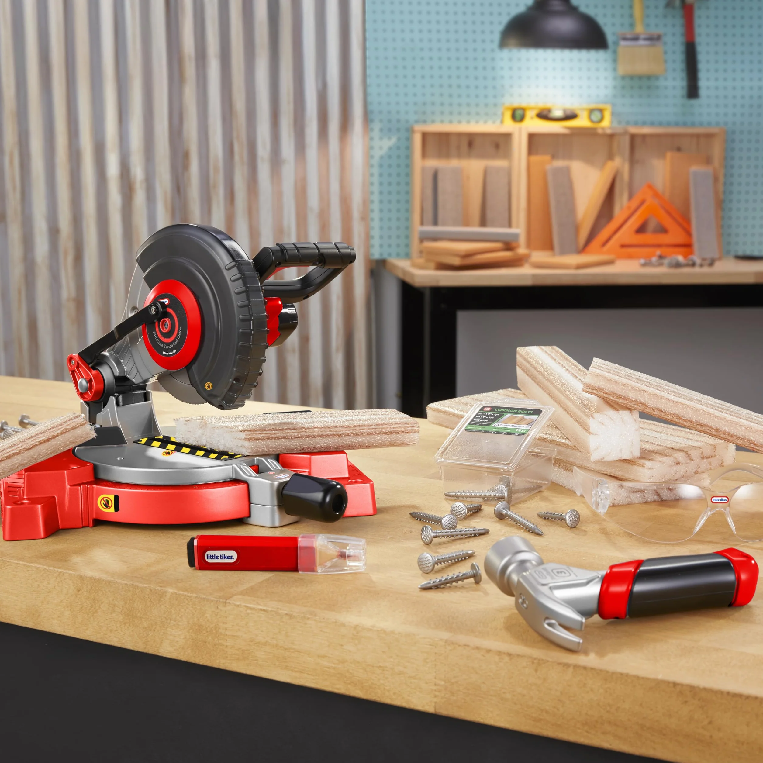 Little Tikes Creatieve Construction Power Cuts Set - Zestaw Zawiera 6 Akcesoriów do Zabawy w Majsterkowanie i Odgrywanie Ról. Dla Chłopców i Dziewczynek od 3. Roku Życia