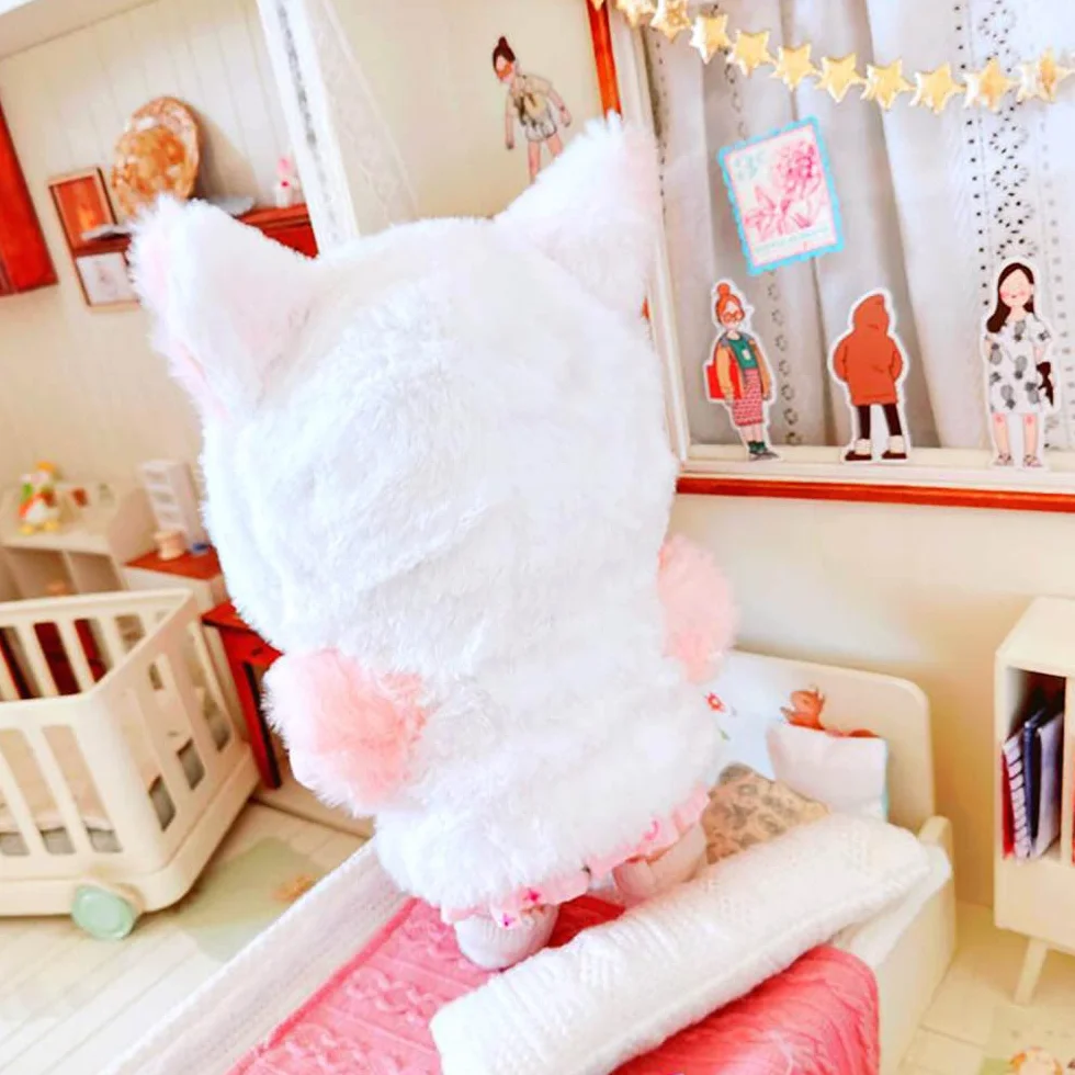 niannyyhouse Pluszowe ubrania dla lalek, 20 cm, różowa kurtka z kapturem, buty 20 cm, akcesoria dla lalek, przebranie (różowe)