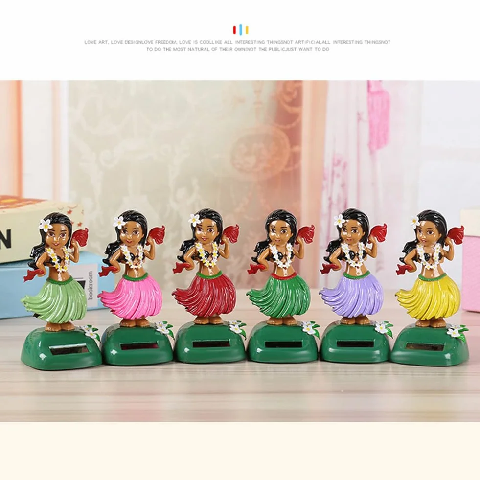 Tańcząca figurka solarna Hula Girl, kołysząca się figurka, hawajska figurka dziewczynki, na deskę rozdzielczą, ornamenty, lalka, kołysząca się głową, zabawka, dekoracja na parapet, samochód, biuro