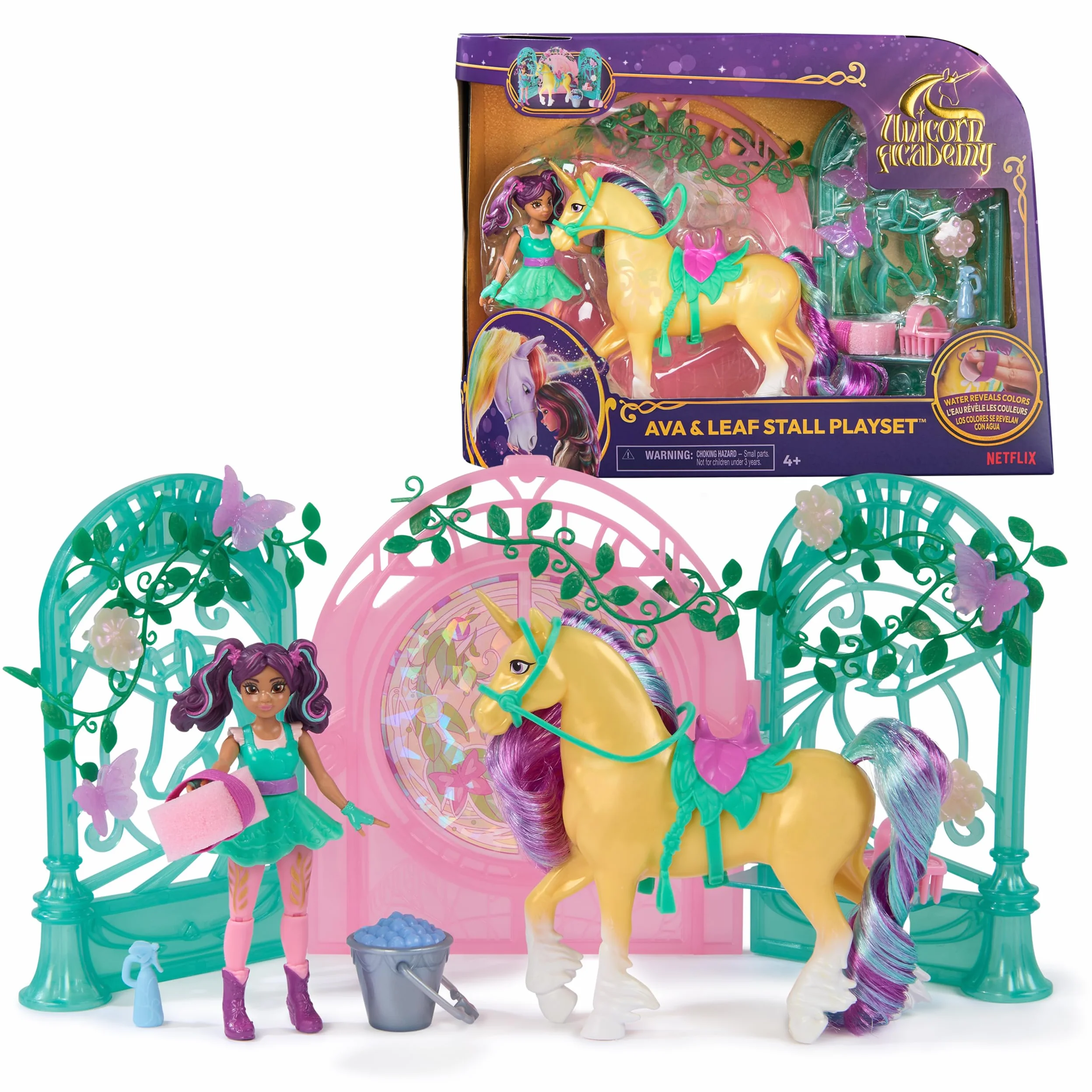 Unicorn Academy 6072051 AVA Color-Change Leaf Playset Playset with 15 Accessories, Dolls & Unicorn Toys for Girls Ages 4 and up, wielokolorowy