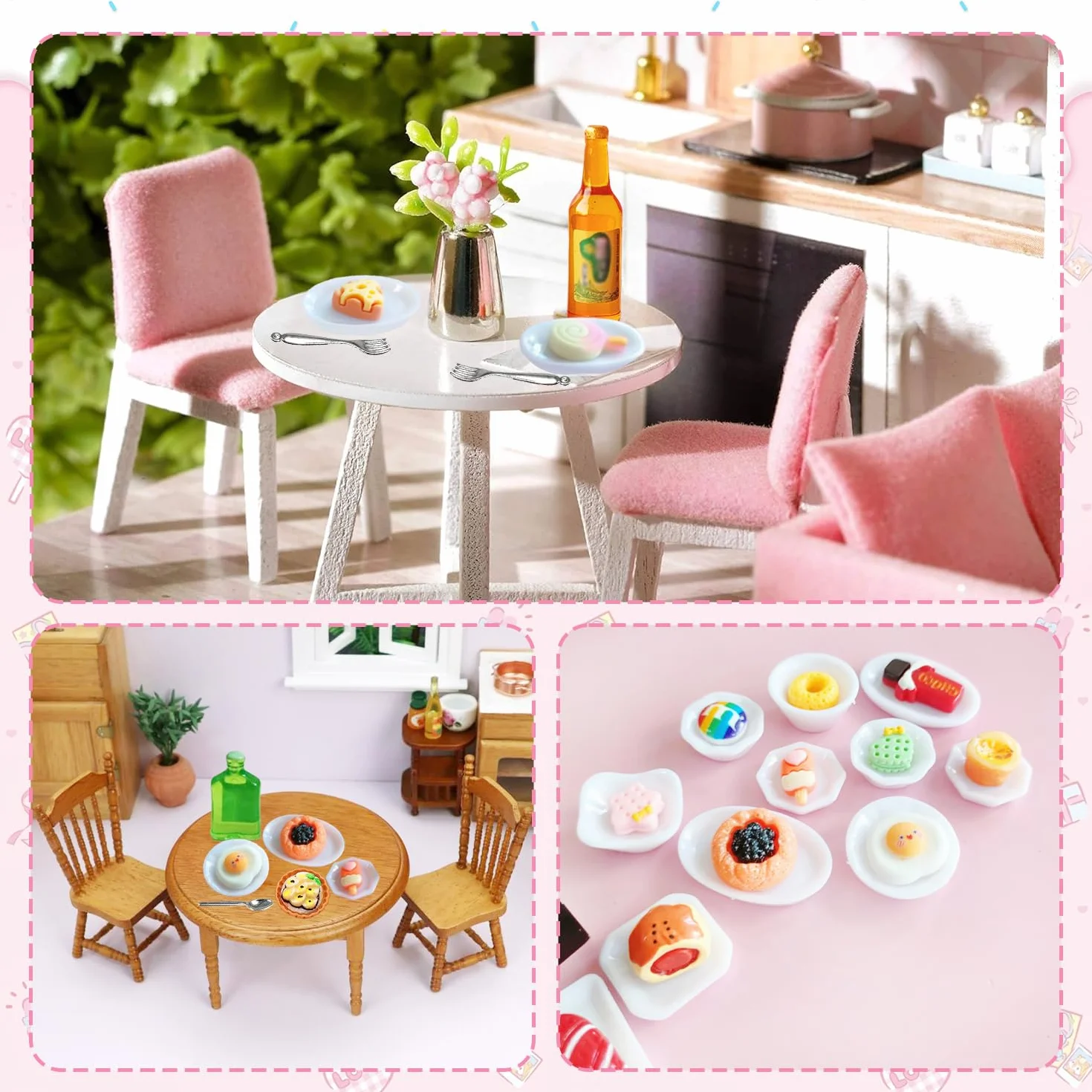 150 sztuk mini potraw mini jedzenie miniaturowe jedzenie zabawka do jedzenia miniaturowe zabawki spożywcze (styl losowy), idealny do dekoracji miniaturowych kuchni i domków dla lalek