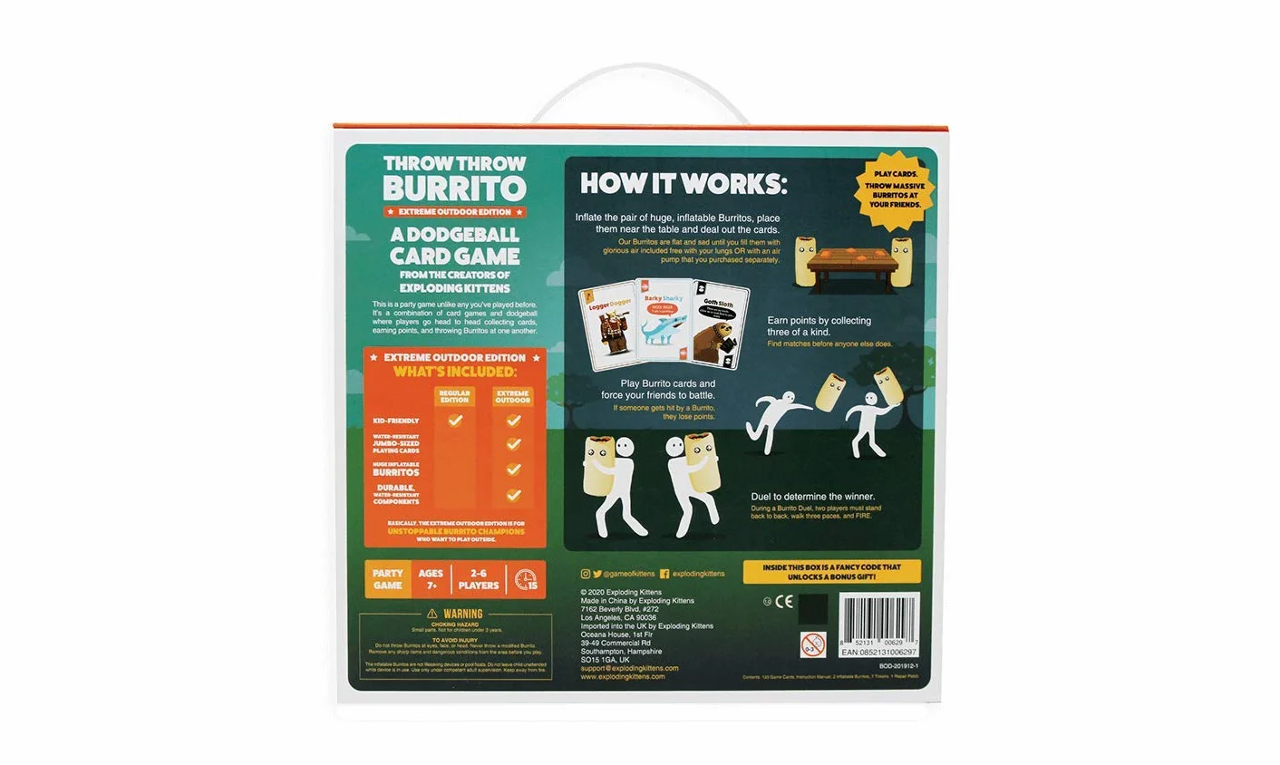 Exploding Kittens - Throw Throw Burrito Extreme Outdoor Edition - Card Games for Adults Teens & Kids - Fun Family Games - A Dodgeball Card Game