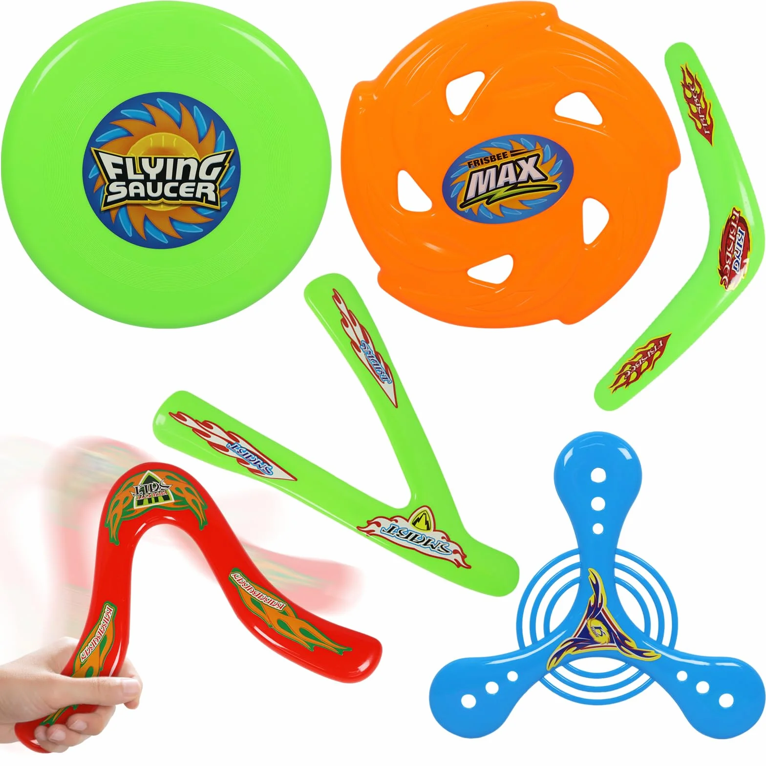 6 sztuk boomerang, bumerang dziecko, frisbee dziecko, zabawki sportowe typu boomerang, losowy kolor, pierścień frisbee
