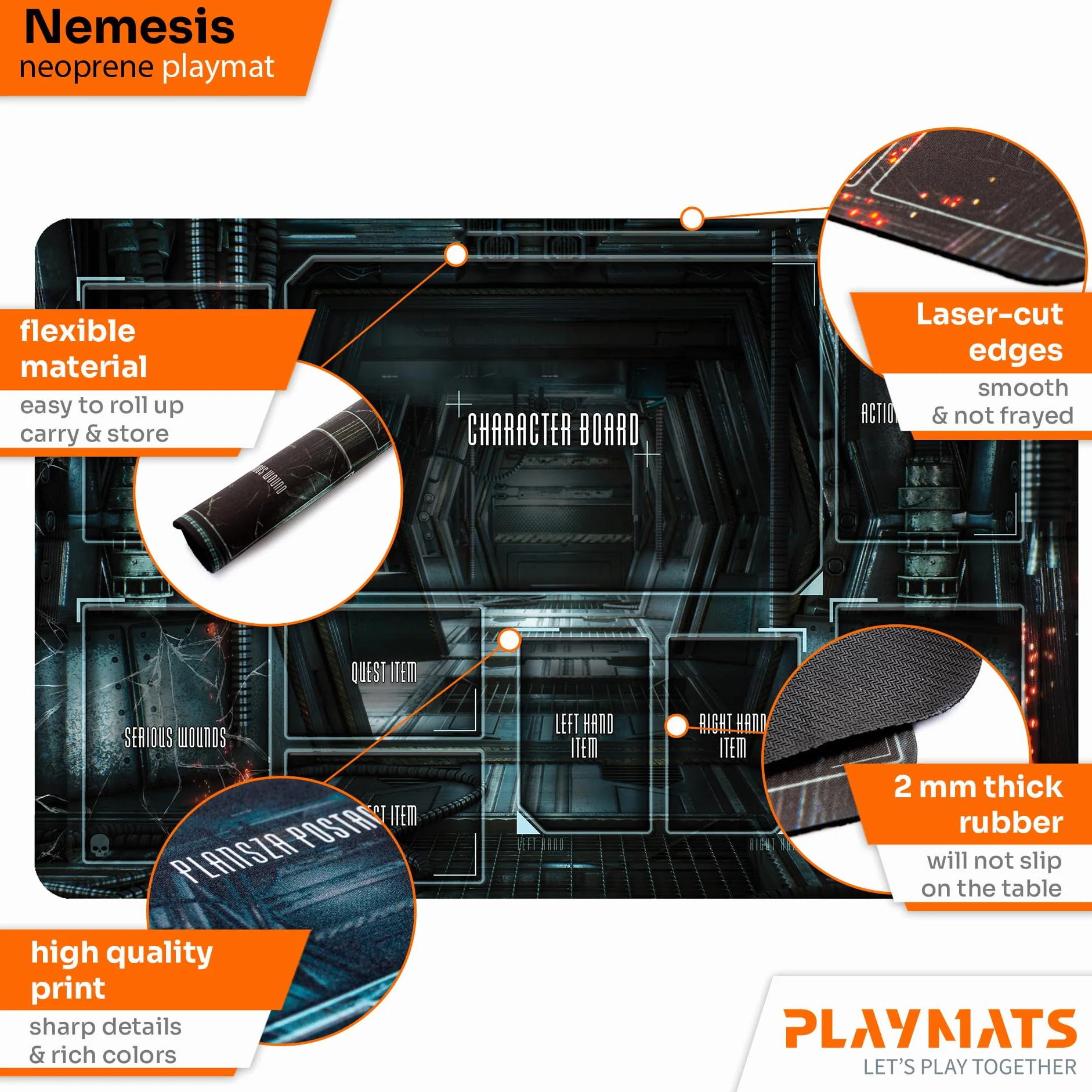 Gumowa mata kompatybilna z Nemesis - planszetka gracza 14"x9" / 35x23 cm