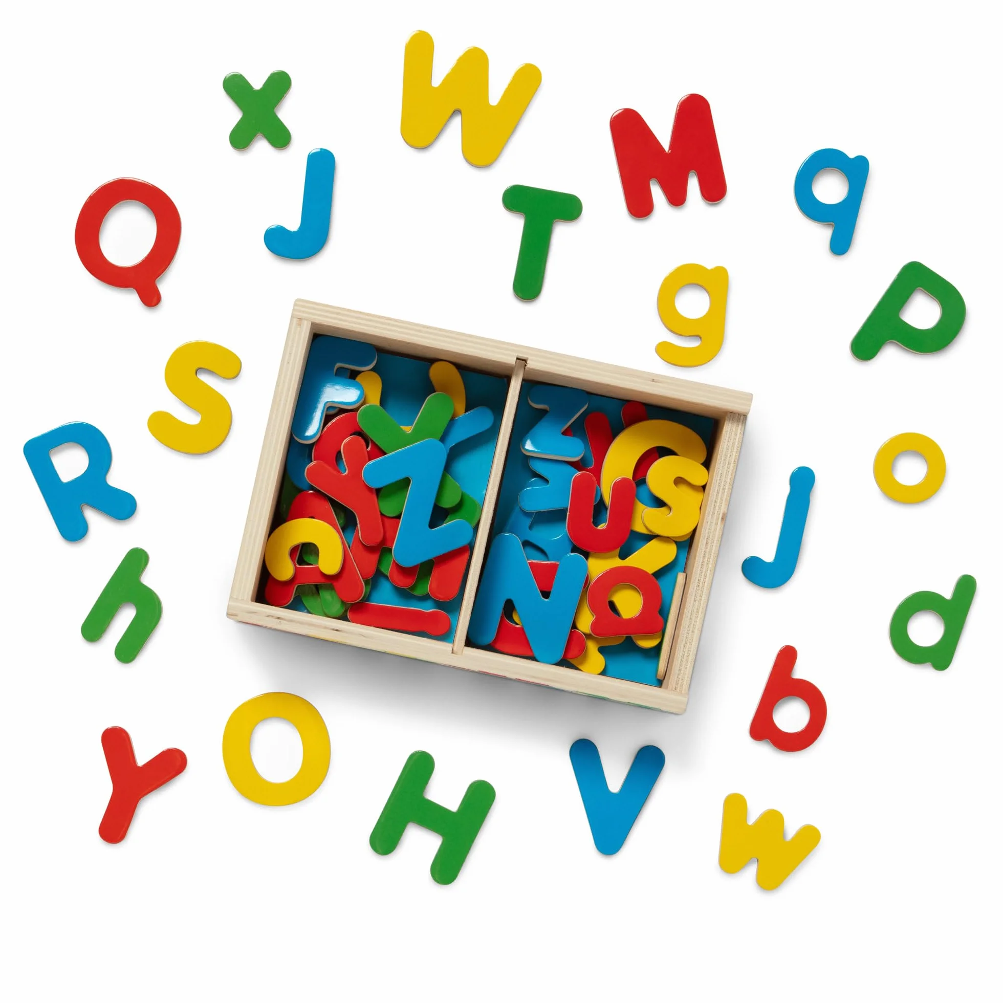 Melissa & Doug – drewniane magnesy literki | zabawka rozwojowa | kompetencje kognitywne | 3+ | prezent dla chłopca lub dziewczynki