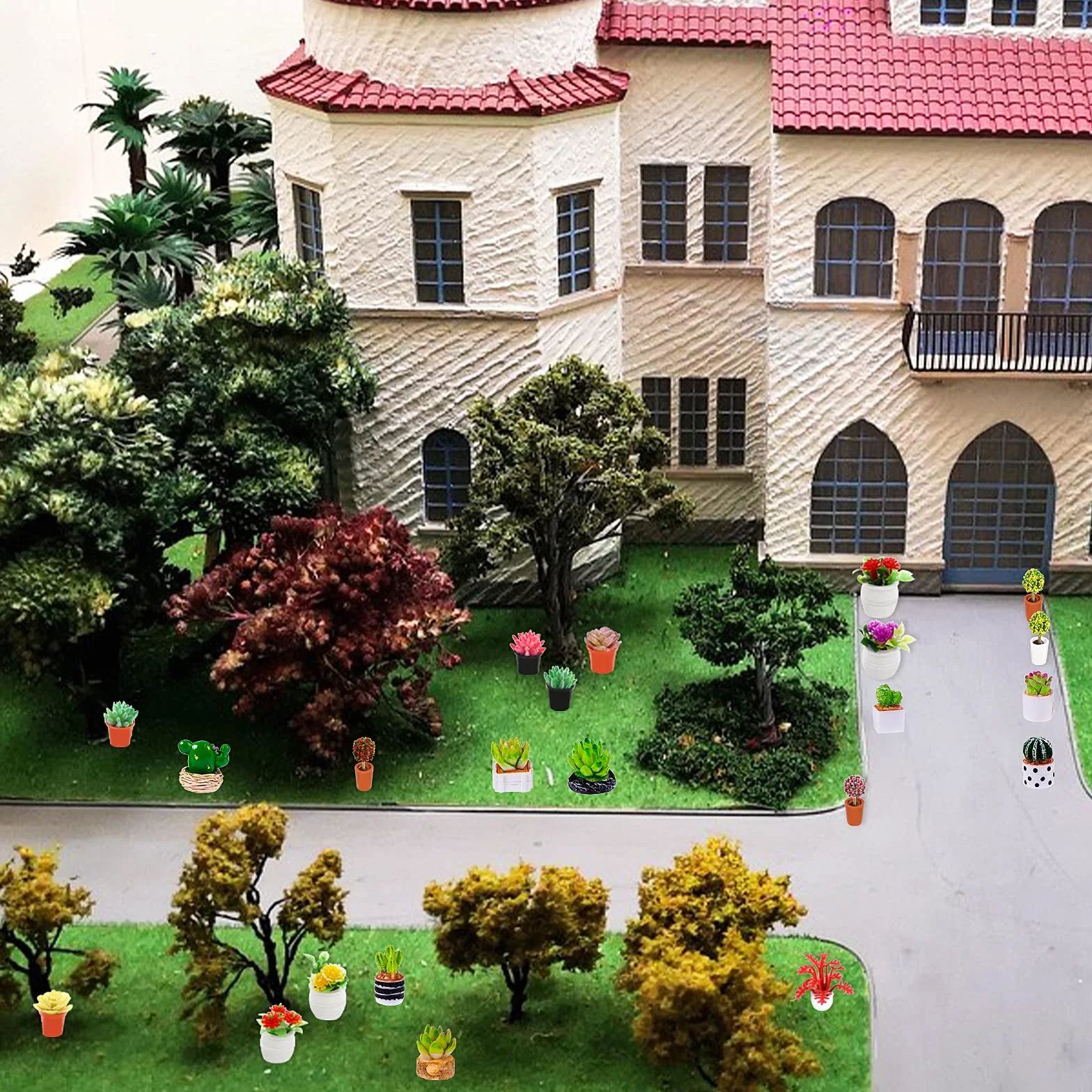 cobee Miniaturowa roślina do domku dla lalek, miniaturowa sztuczna roślina, domek dla lalek, mini roślina doniczkowa, mały model bonsai, sztuczny sukulent, dekoracja domku dla lalek 1:12, mini ogród