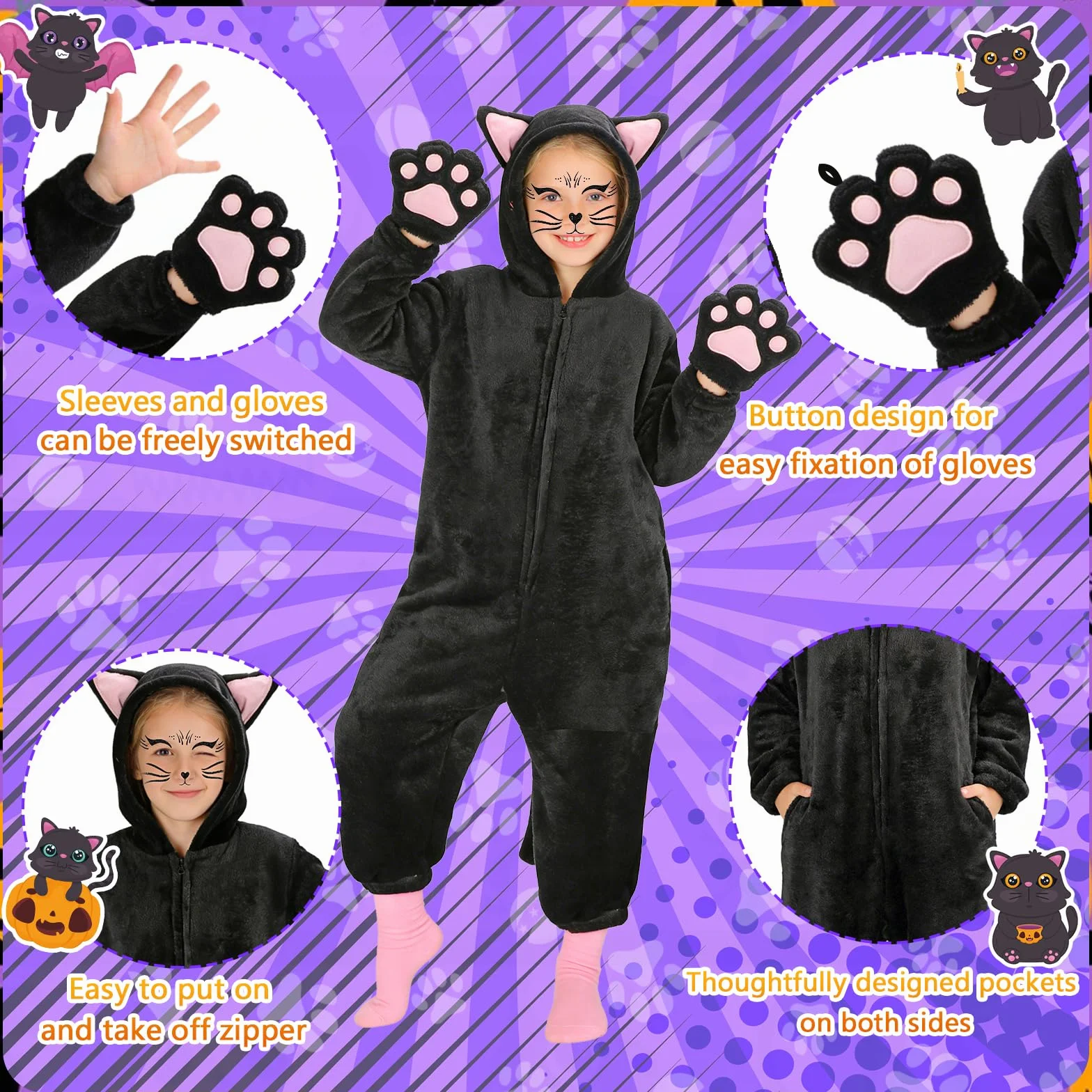 Kostium zwierzęcy dla dzieci kostium kot lampart dalmatyńczyk żaba kombinezon ze zwierzętami, karnawał, Halloween, dziewczynka, chłopiec