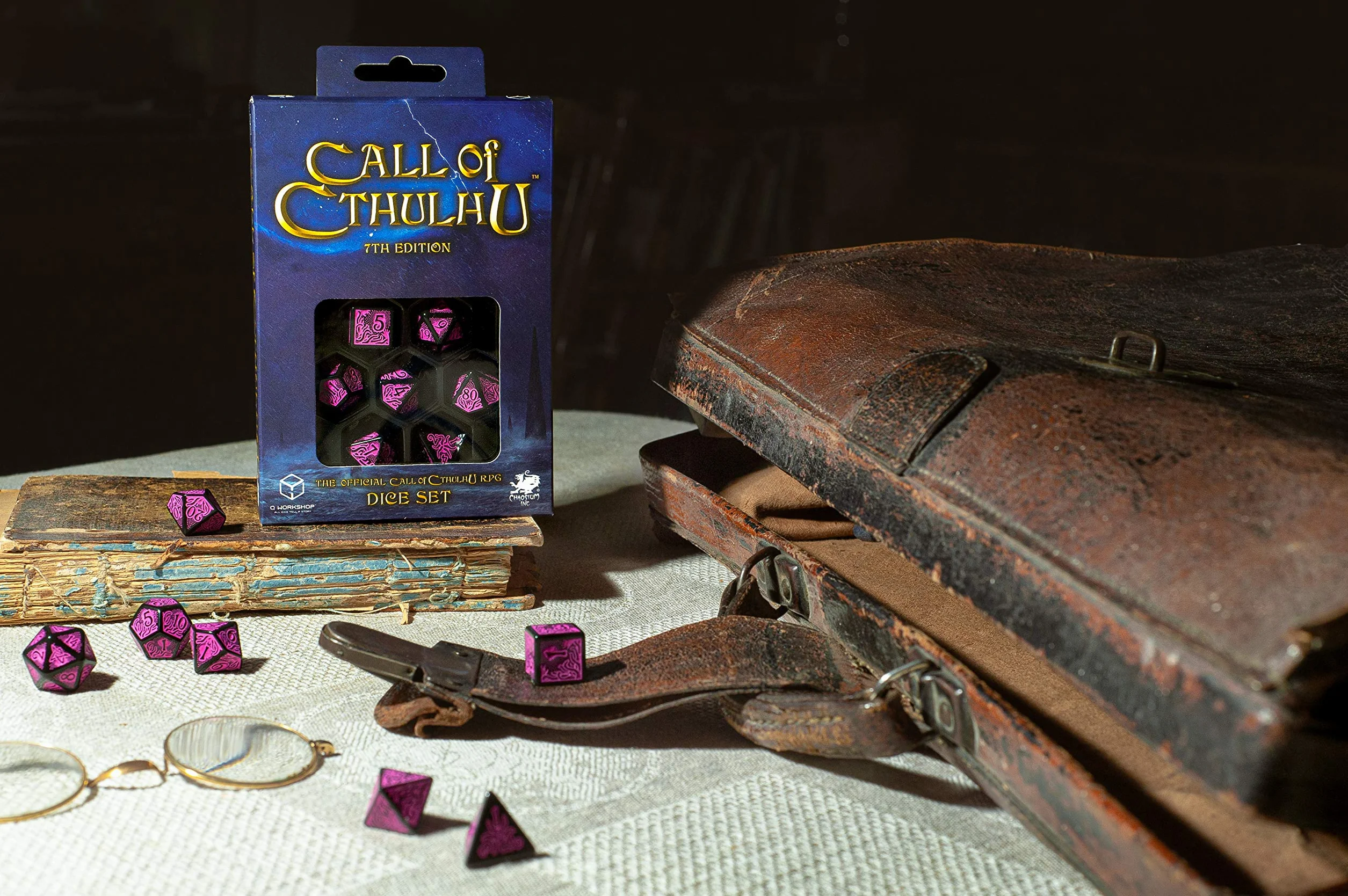 Q-Workshop CTR3P - Call of Cthulhu 7th Edition Dice Set Black & Magenta (7)