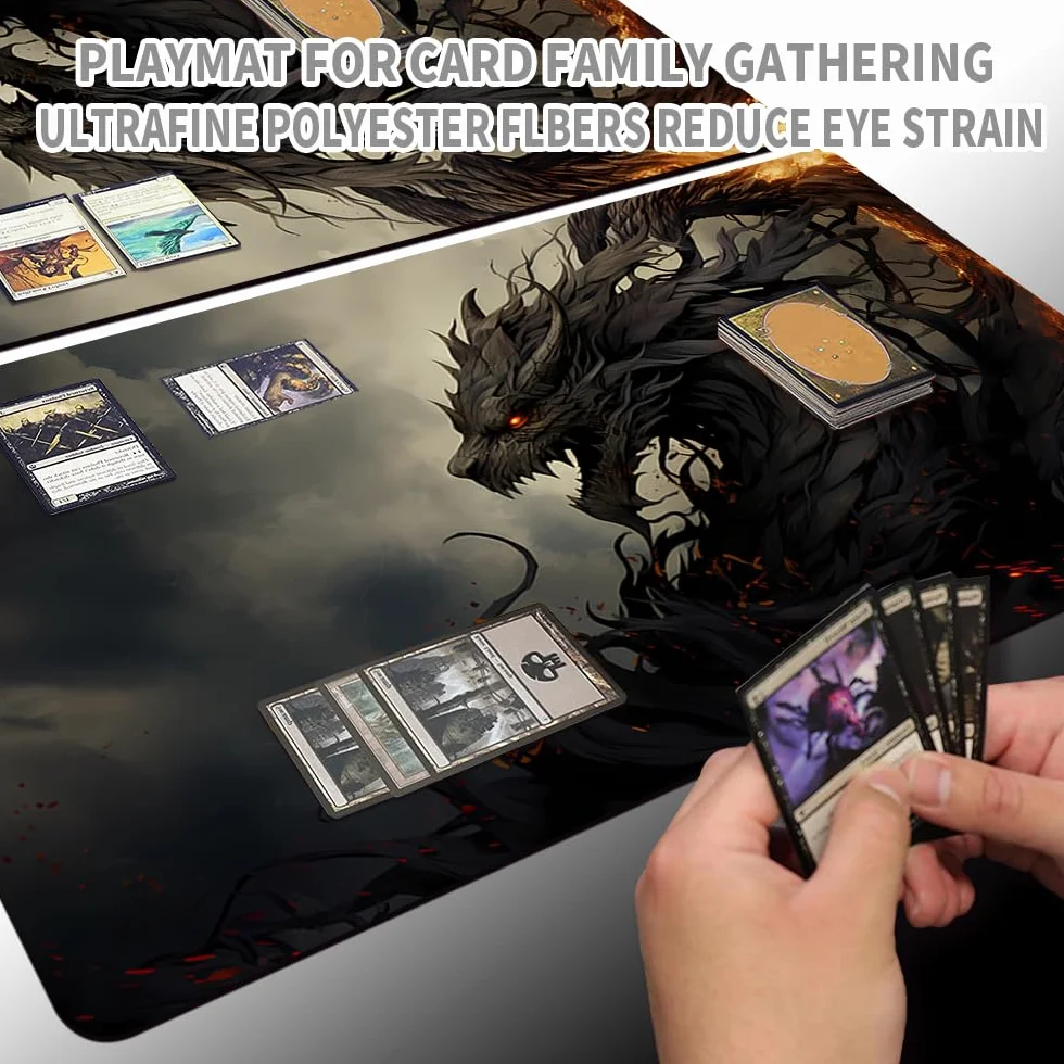 Gra planszowa MTG Playmat Free Wodoodporna torba, szyte krawędzie, entuzjaści kart TCG Playmat Podkładka pod mysz MTG Maty do gier ze strefami (oryginalna mata do zabawy) (bez strefy, czarny Phyrexian