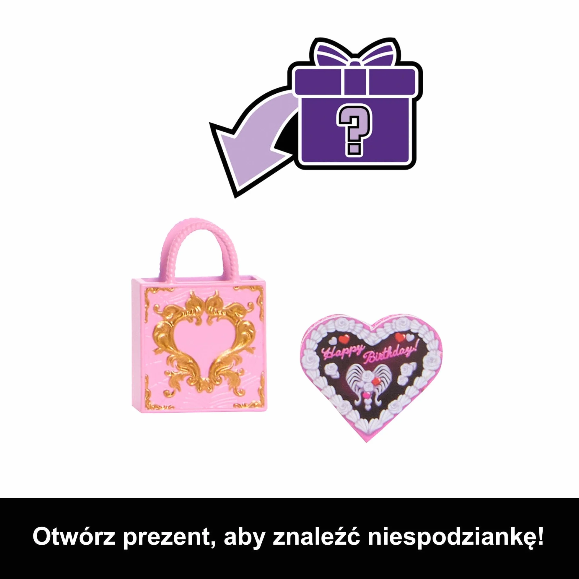 Monster High Straszysłodkie urodziny Cupid Asteria Lalka zabawka w różowo-czerwonej stylizacji z akcesoriami tematycznymi, w tym zaproszenie, „balon”, prezent i „cienie do powiek”, JBG77