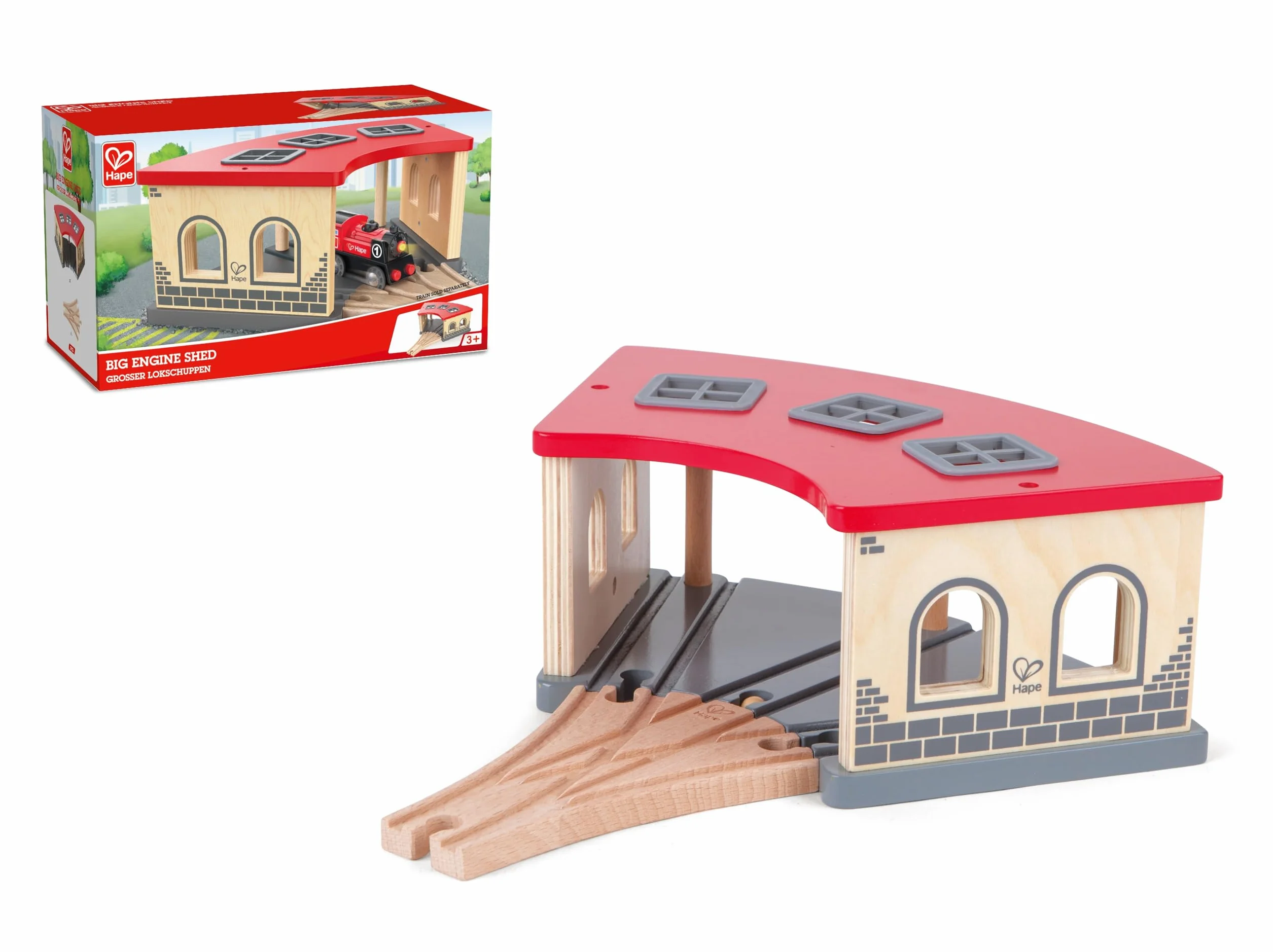 Hape E3704 duża szopa silnikowa - drewniane akcesoria do torów kolejowych